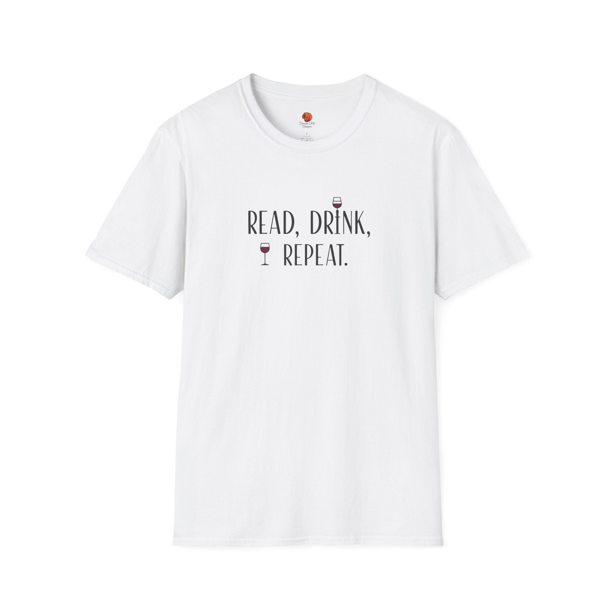 Read, Drink, Repeat T-Shirt — Wine & Book Lover Graphic Tee