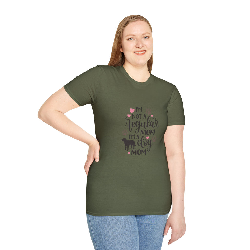 Dog Mom T-Shirt – "I’m Not a Regular Mom, I’m a Dog Mom" Paw Print Tee