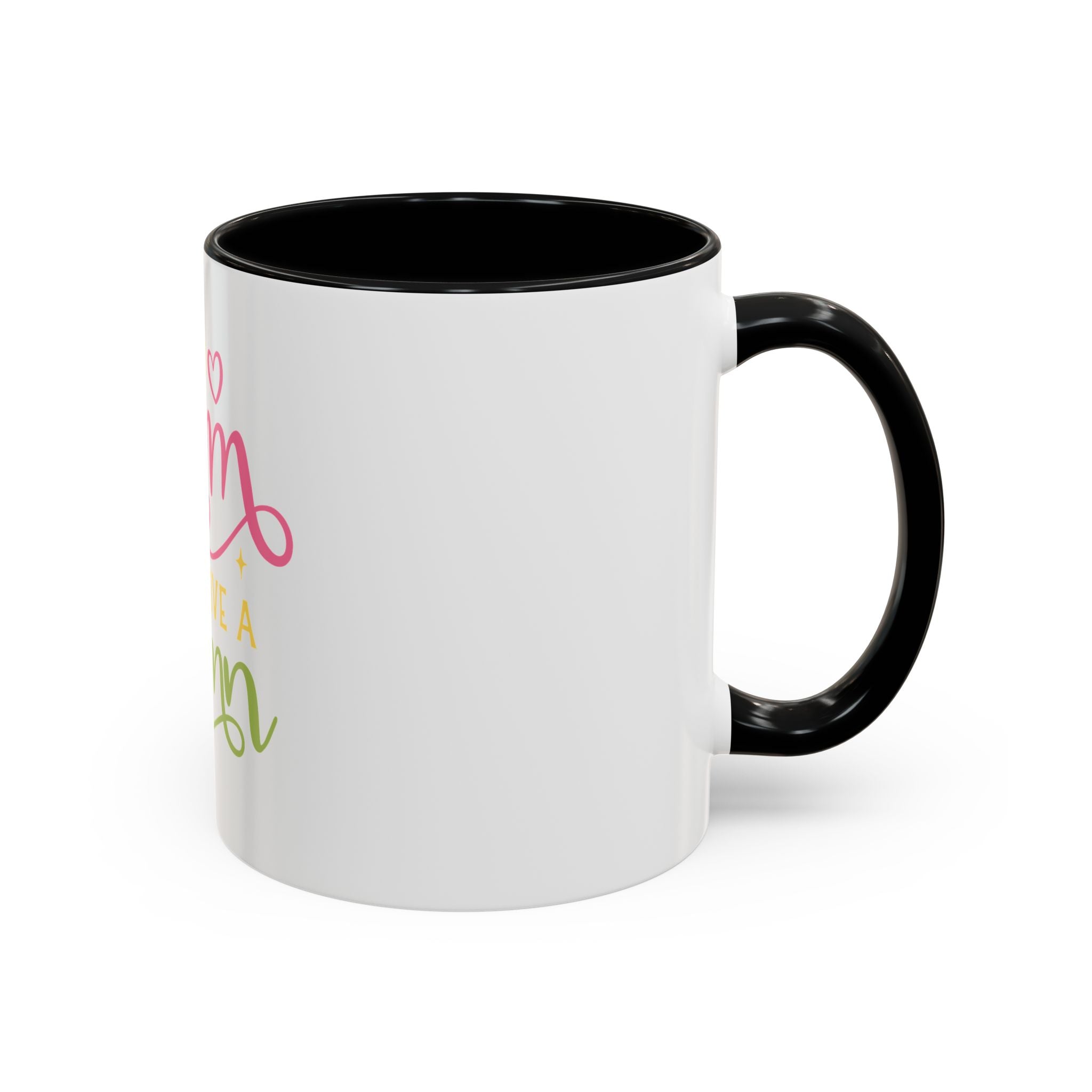 Too Glam To Give A Damn Accent Coffee Mug — Funny Pink & Green Script Ceramic Mug (11/15oz)