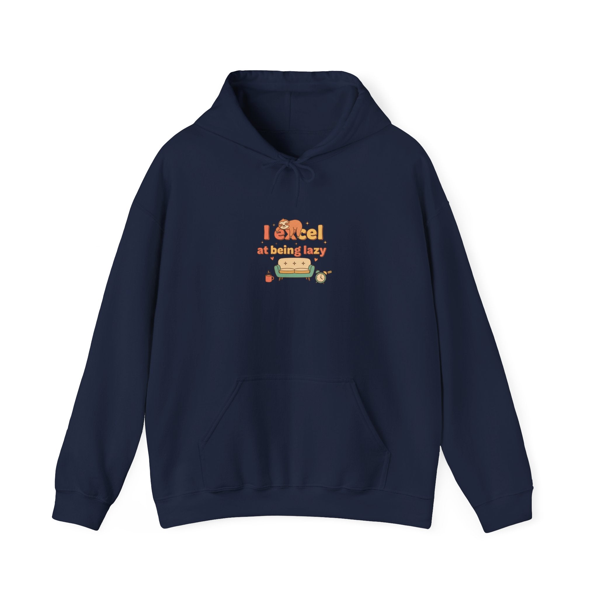 I Excel at Being Lazy Hoodie | Low-Stakes Humor, Retro Bubble Font
