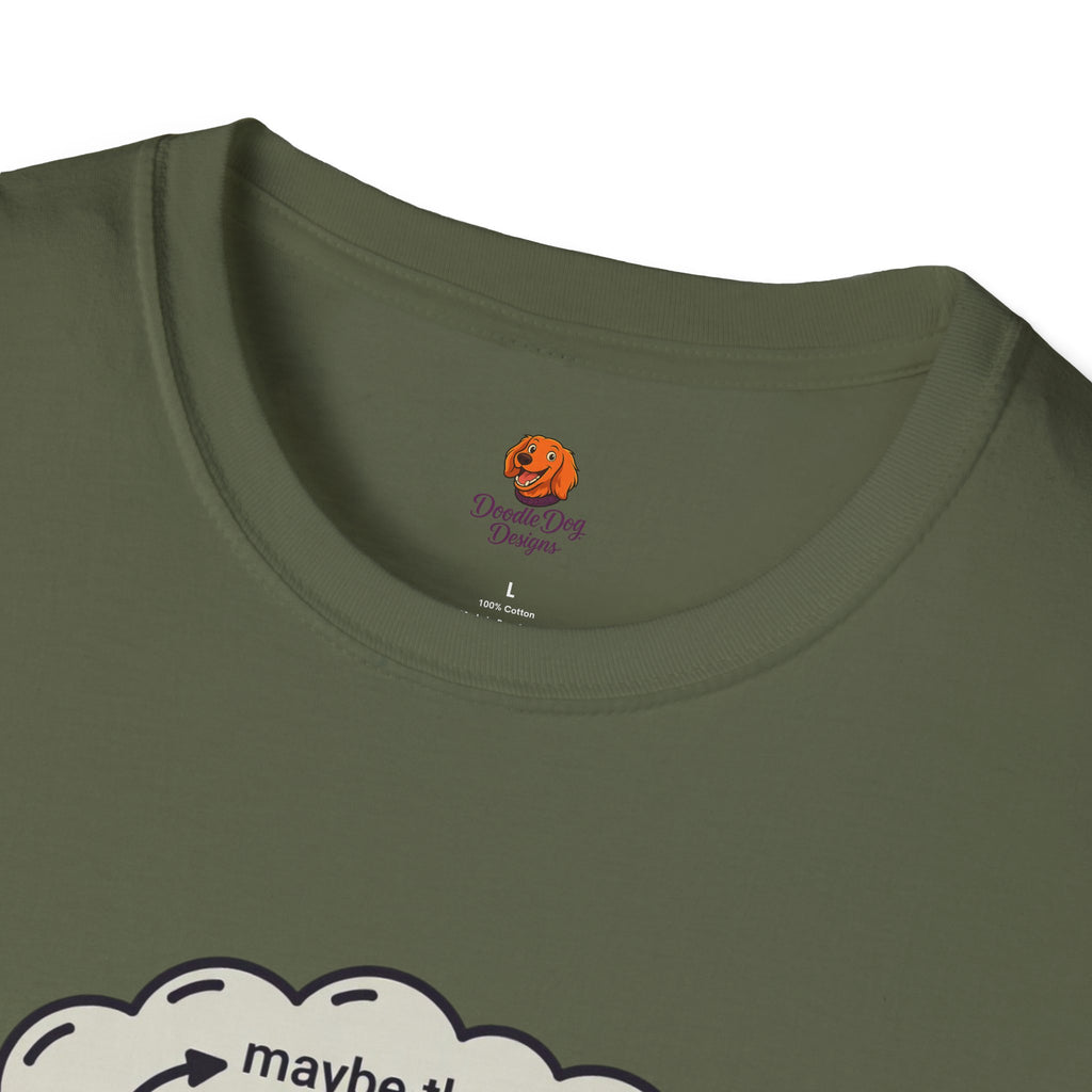 Anxious Student Illustration T-Shirt — "Maybe They Hate Me" Desk Cartoon Tee