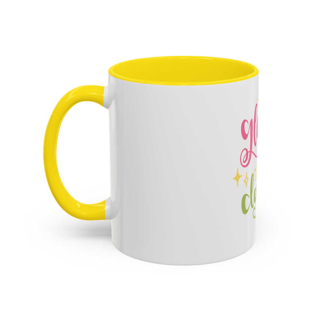 Too Glam To Give A Damn Accent Coffee Mug — Funny Pink & Green Script Ceramic Mug (11/15oz)
