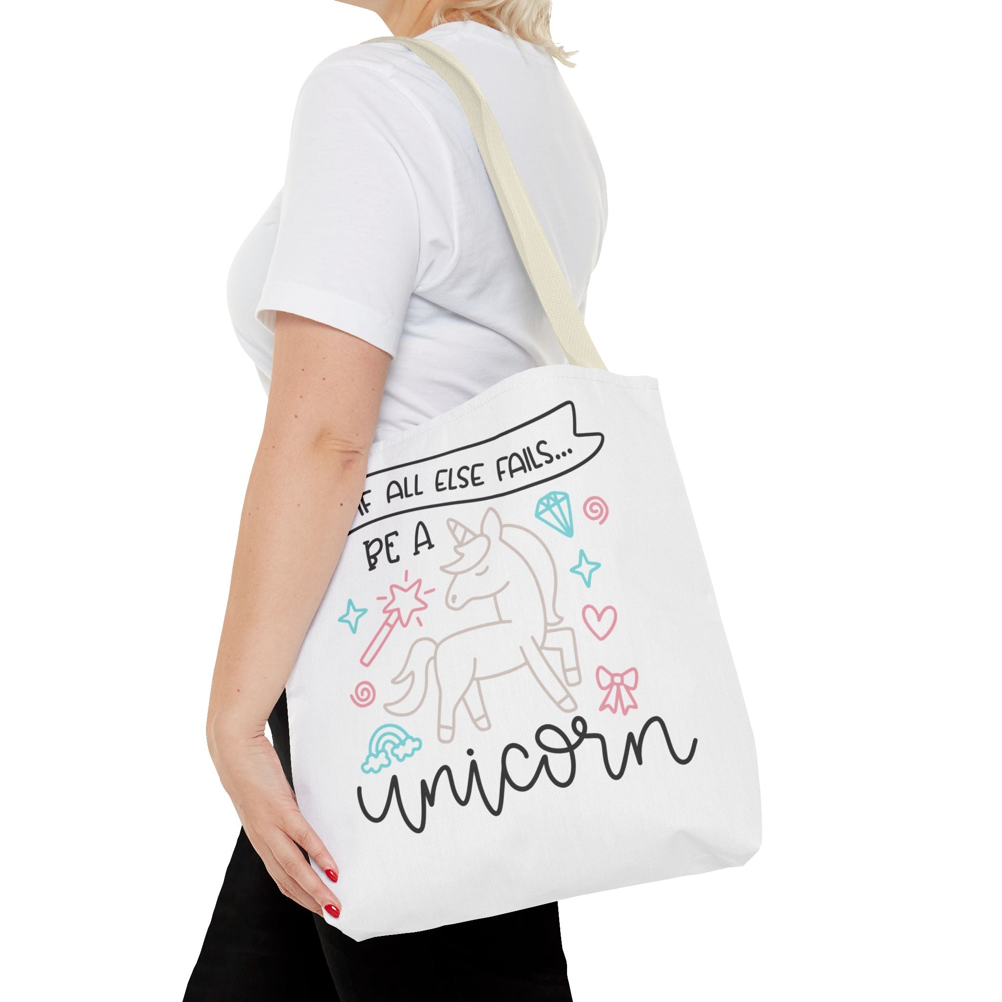 Unicorn Tote Bag — "If All Else Fails... Be a Unicorn" Cute Pastel Shopper