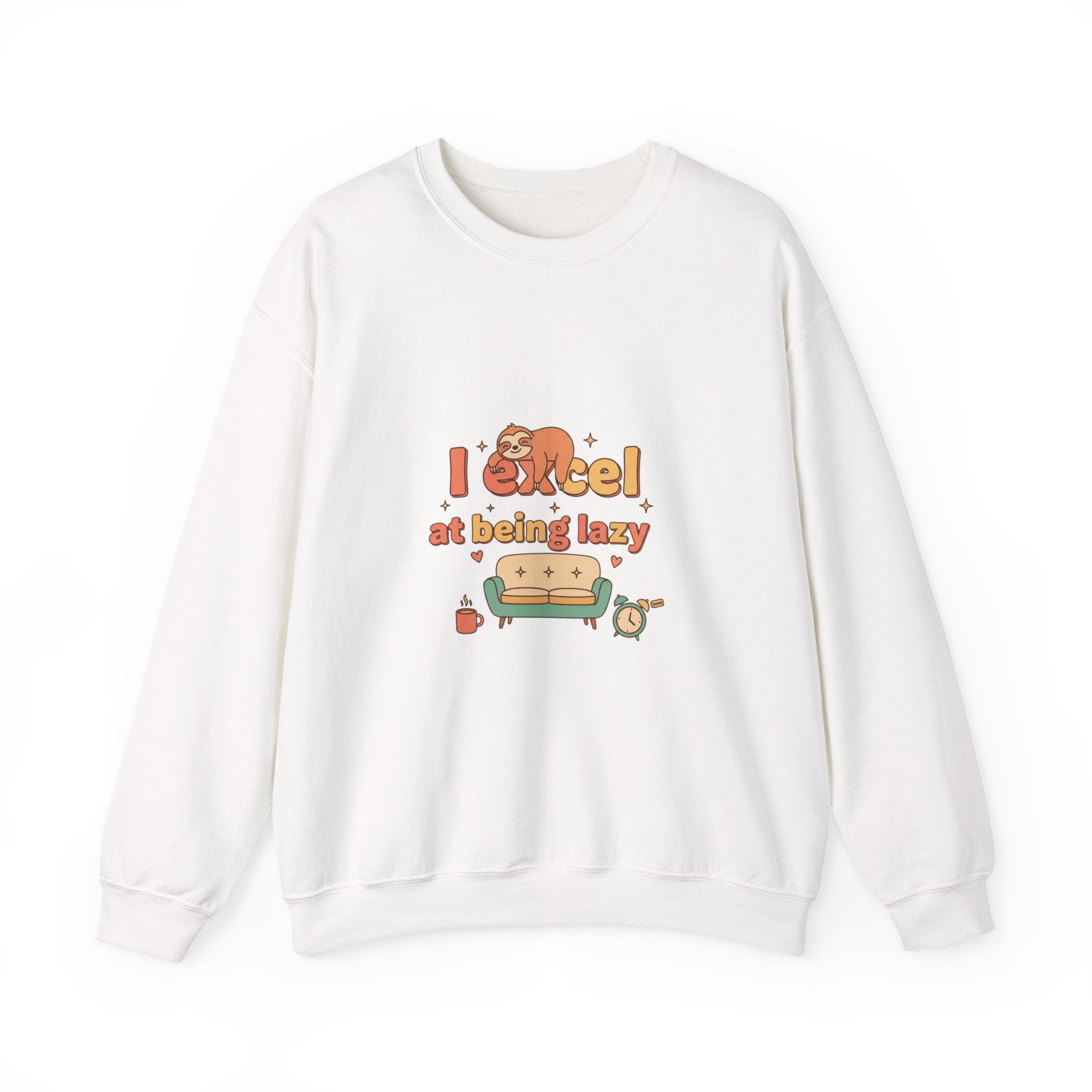 I Excel at Being Lazy Sweatshirt | Low-Stakes Humor, Retro Bubbly Type