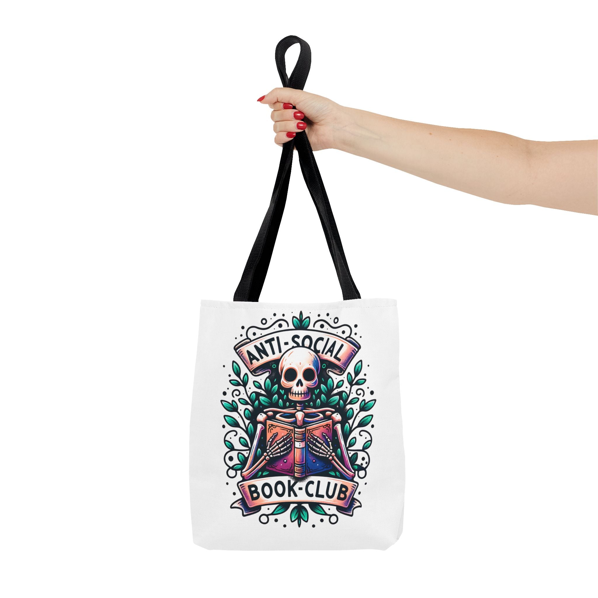 Anti-Social Book Club Tote Bag — Gothic Skull & Books Book Lover Tote