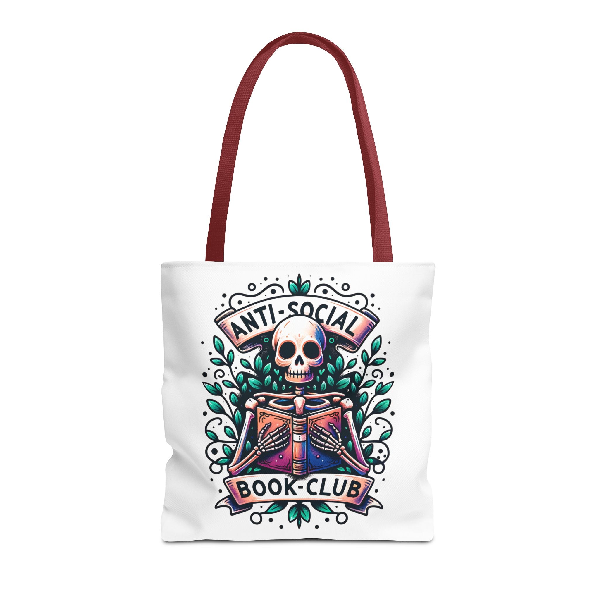 Anti-Social Book Club Tote Bag — Gothic Skull & Books Book Lover Tote