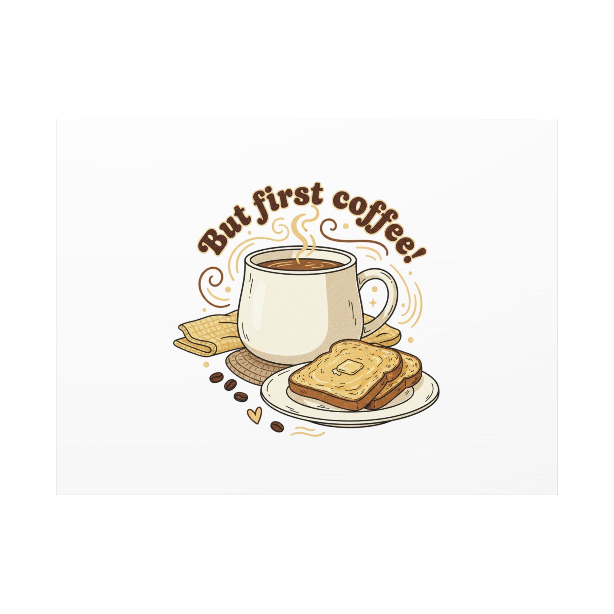 But First Coffee! Canvas, cafe-inspired breakfast art, kawaii kitchen decor