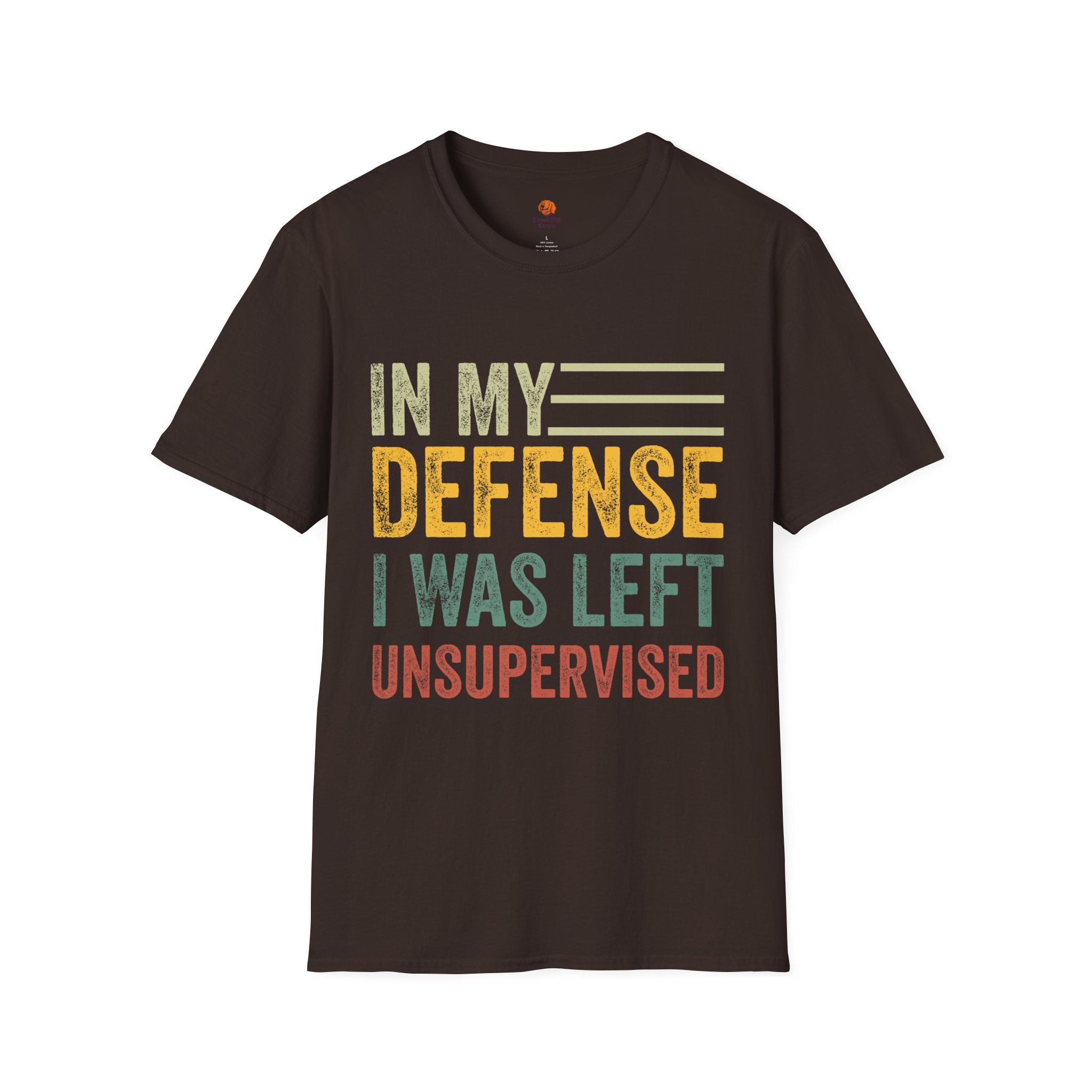 T-Shirt — "In My Defense I Was Left Unsupervised" Vintage Humor Tee