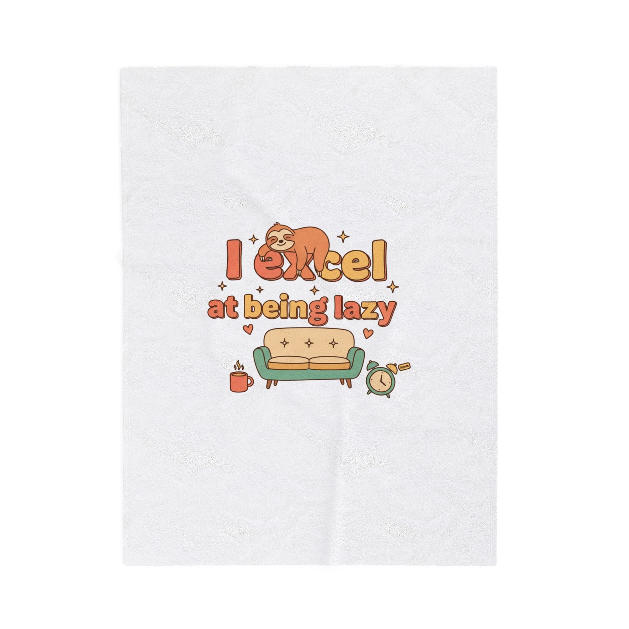 I Excel at Being Lazy Blanket | Low-Stakes Humor, Retro Bubbly Self-Deprecating