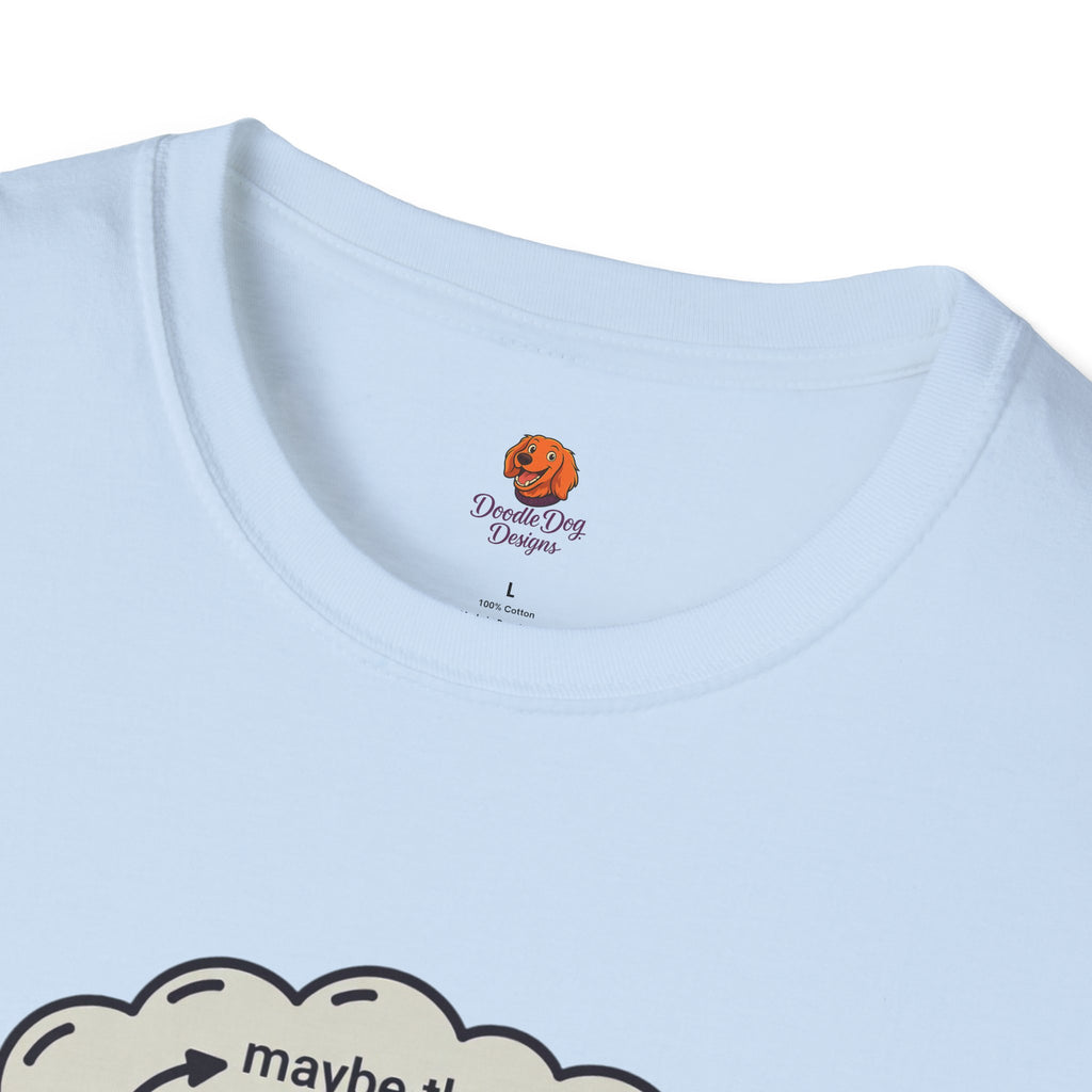 Anxious Student Illustration T-Shirt — "Maybe They Hate Me" Desk Cartoon Tee