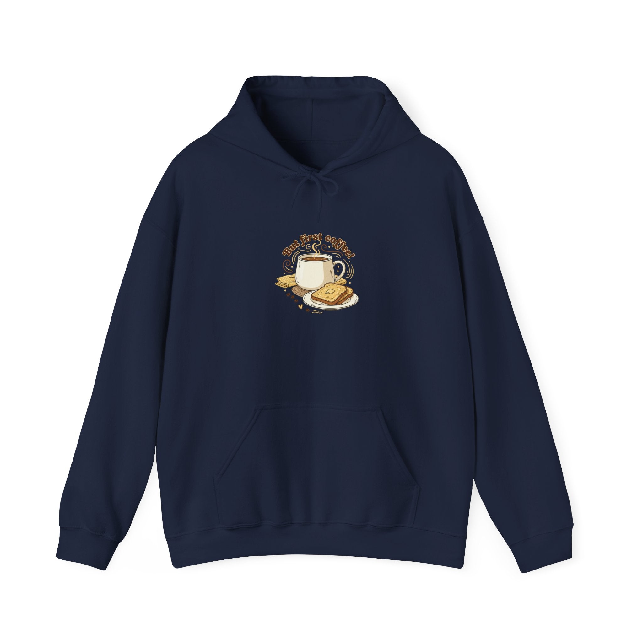 But First Coffee hoodie | kawaii kitchen, butter toast graphics, cafe-inspired comfort