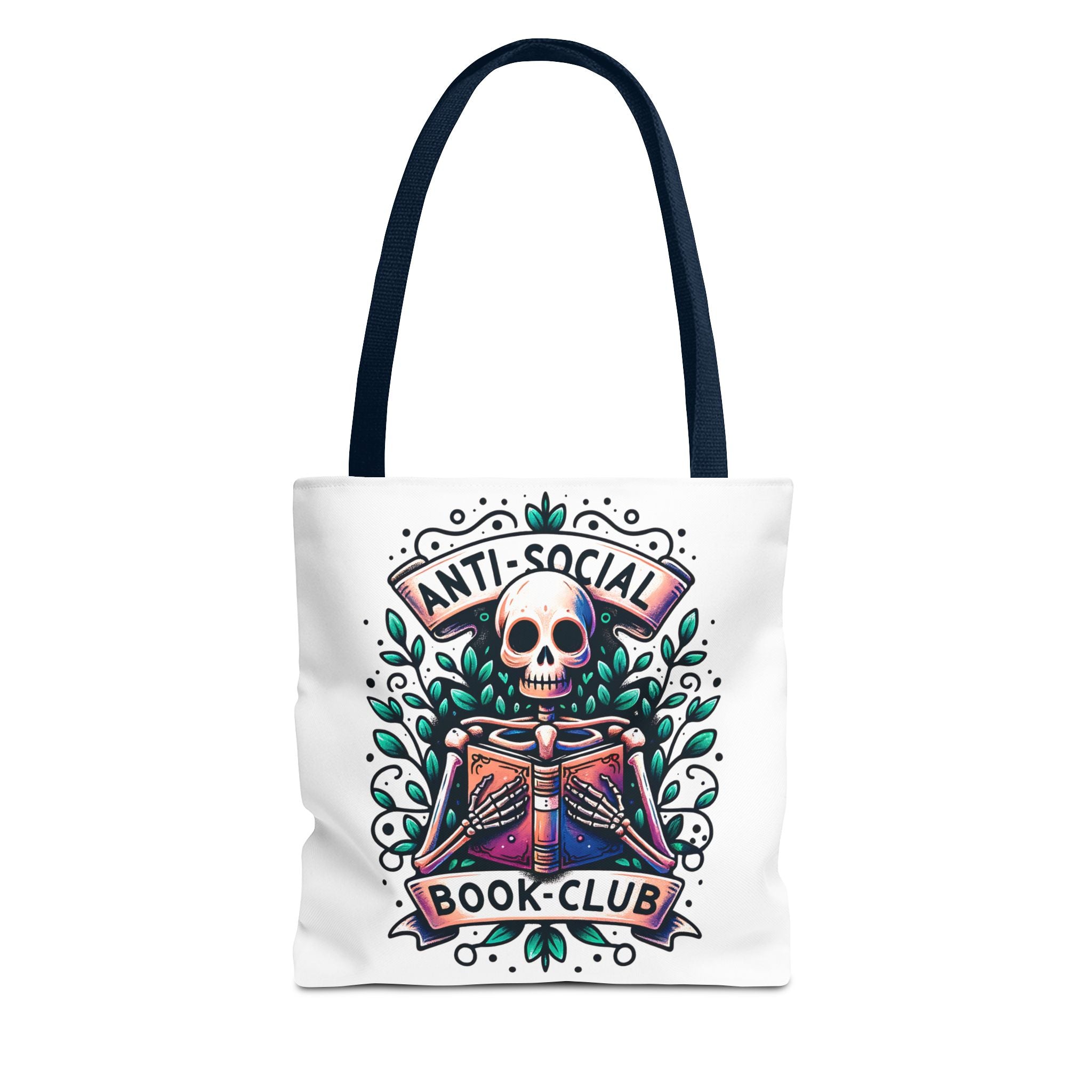Anti-Social Book Club Tote Bag — Gothic Skull & Books Book Lover Tote