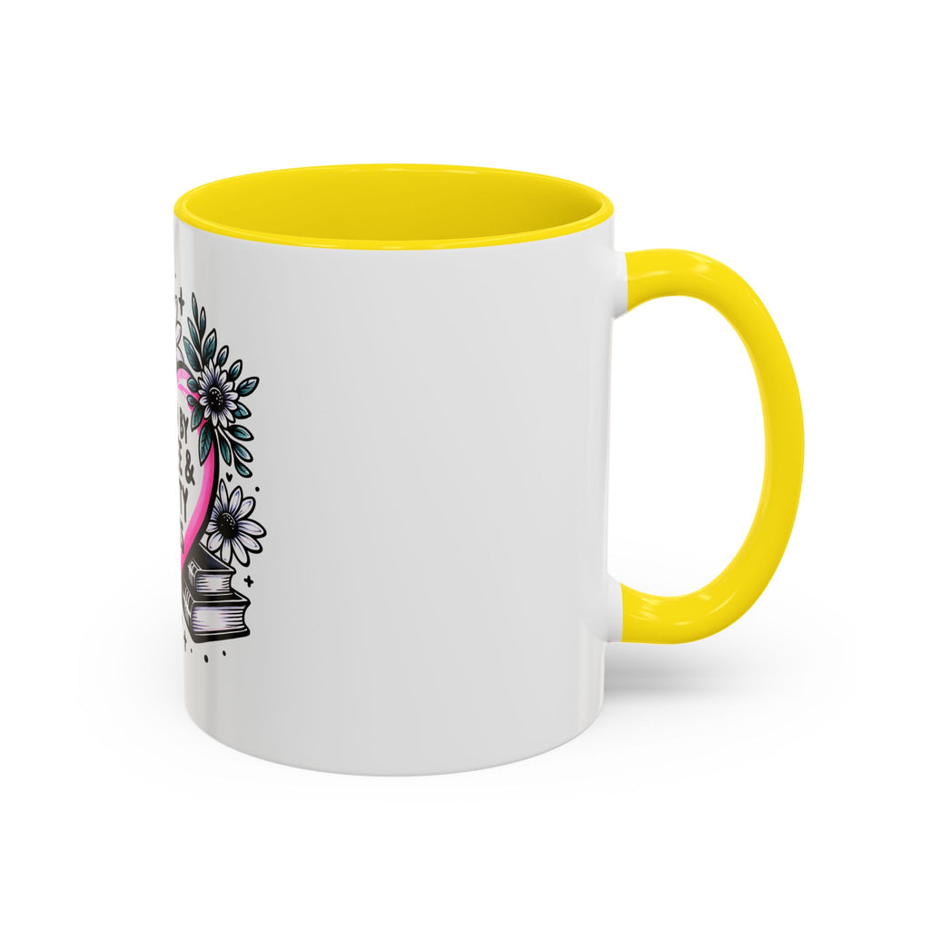 Fueled by Coffee & Smutty Books Mug — Floral Heart Coffee Cup (11/15oz)