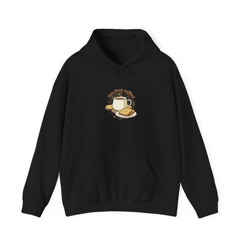 But First Coffee hoodie | kawaii kitchen, butter toast graphics, cafe-inspired comfort