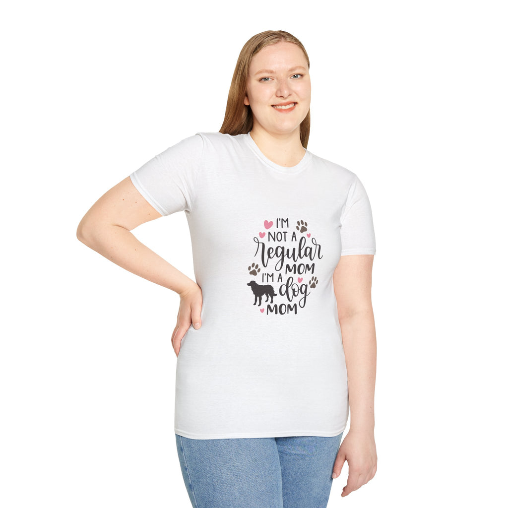 Dog Mom T-Shirt – "I’m Not a Regular Mom, I’m a Dog Mom" Paw Print Tee