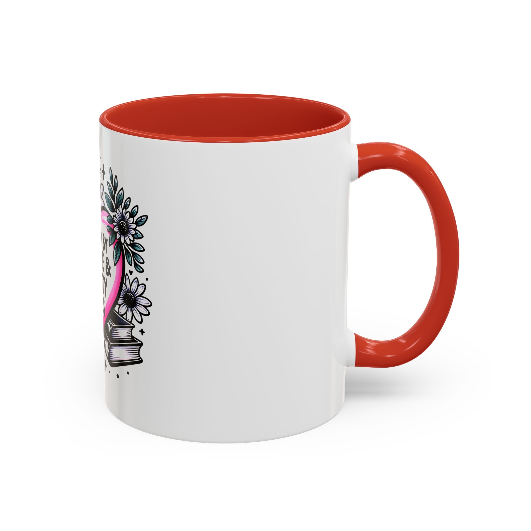 Fueled by Coffee & Smutty Books Mug — Floral Heart Coffee Cup (11/15oz)