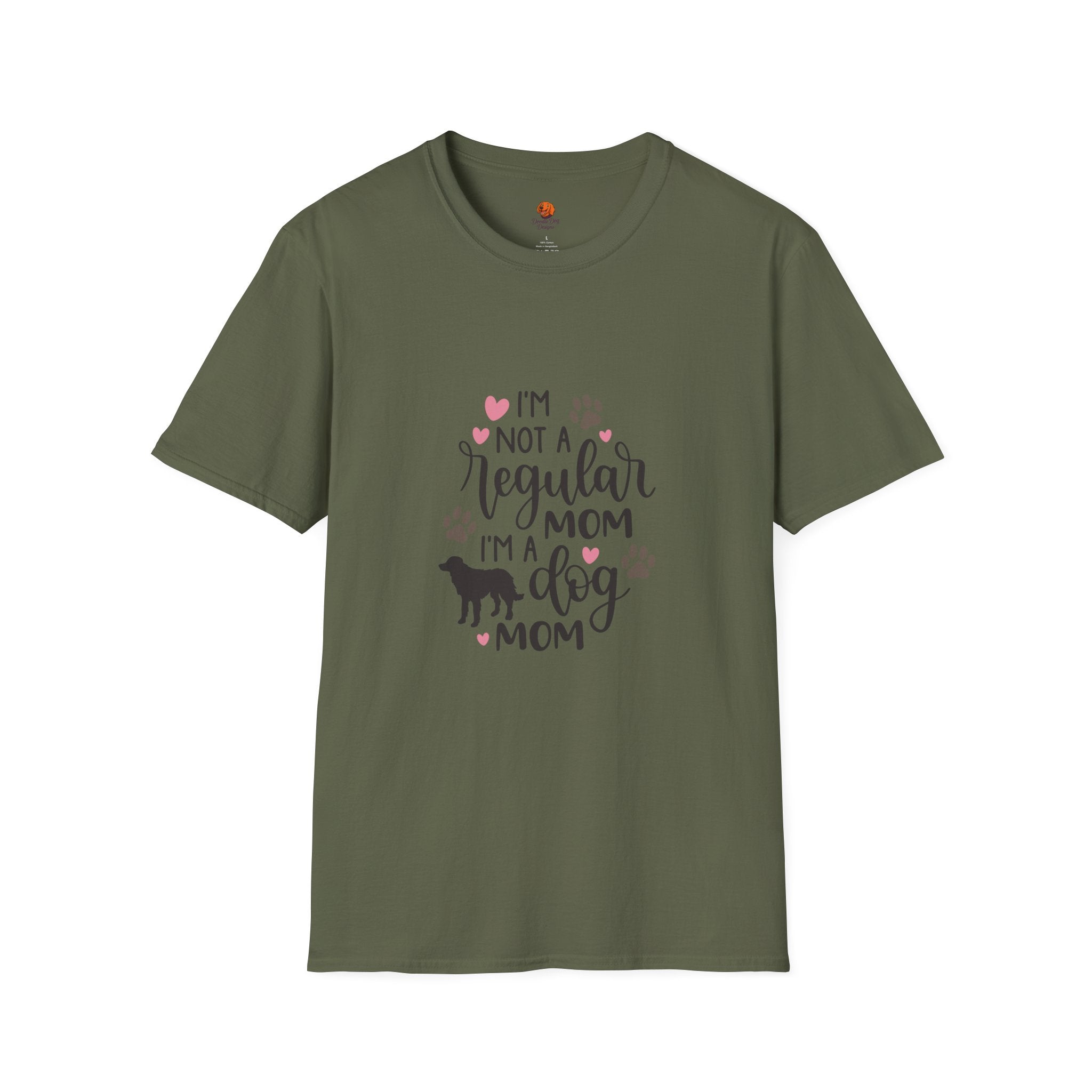 Dog Mom T-Shirt – "I’m Not a Regular Mom, I’m a Dog Mom" Paw Print Tee