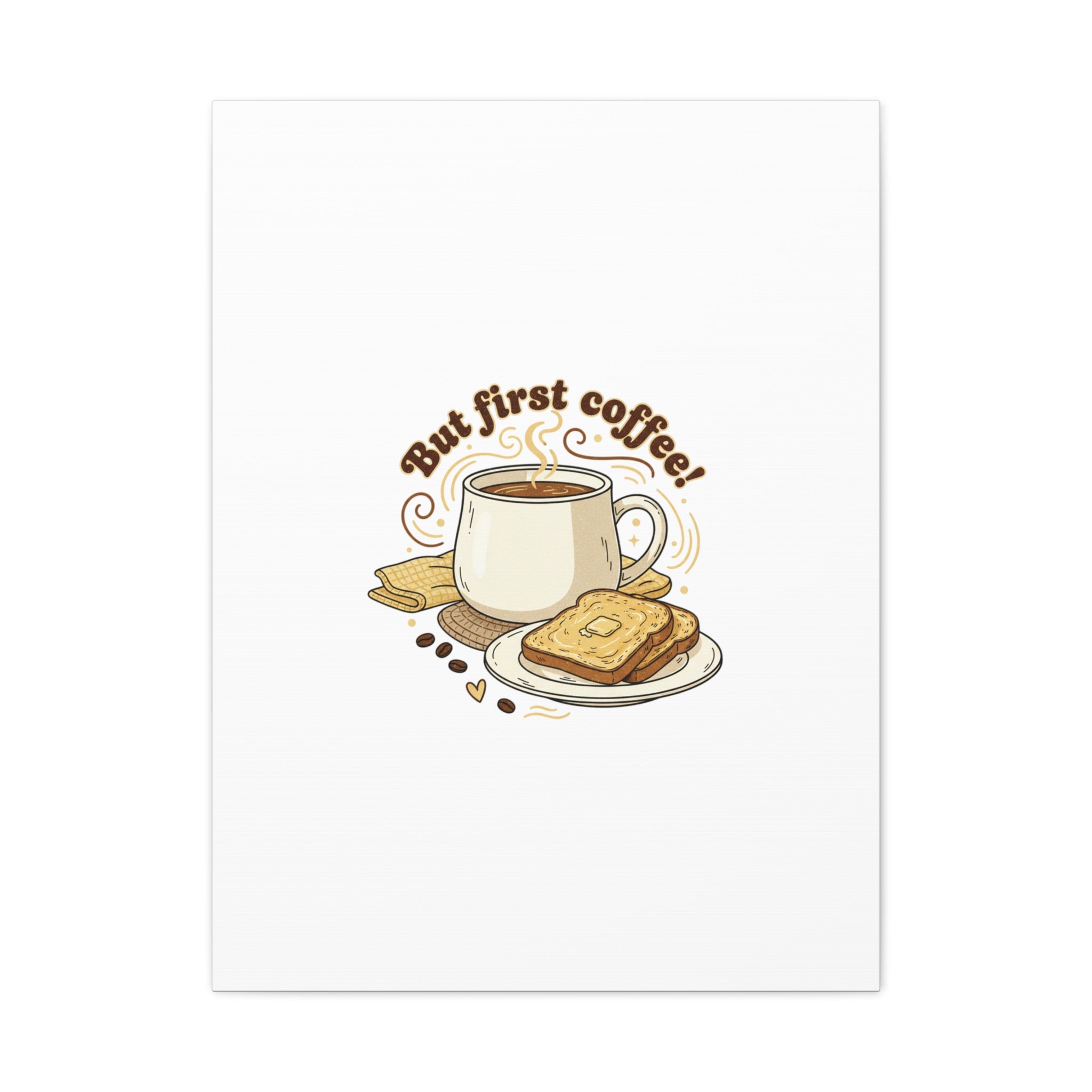But First Coffee! Canvas, cafe-inspired breakfast art, kawaii kitchen decor