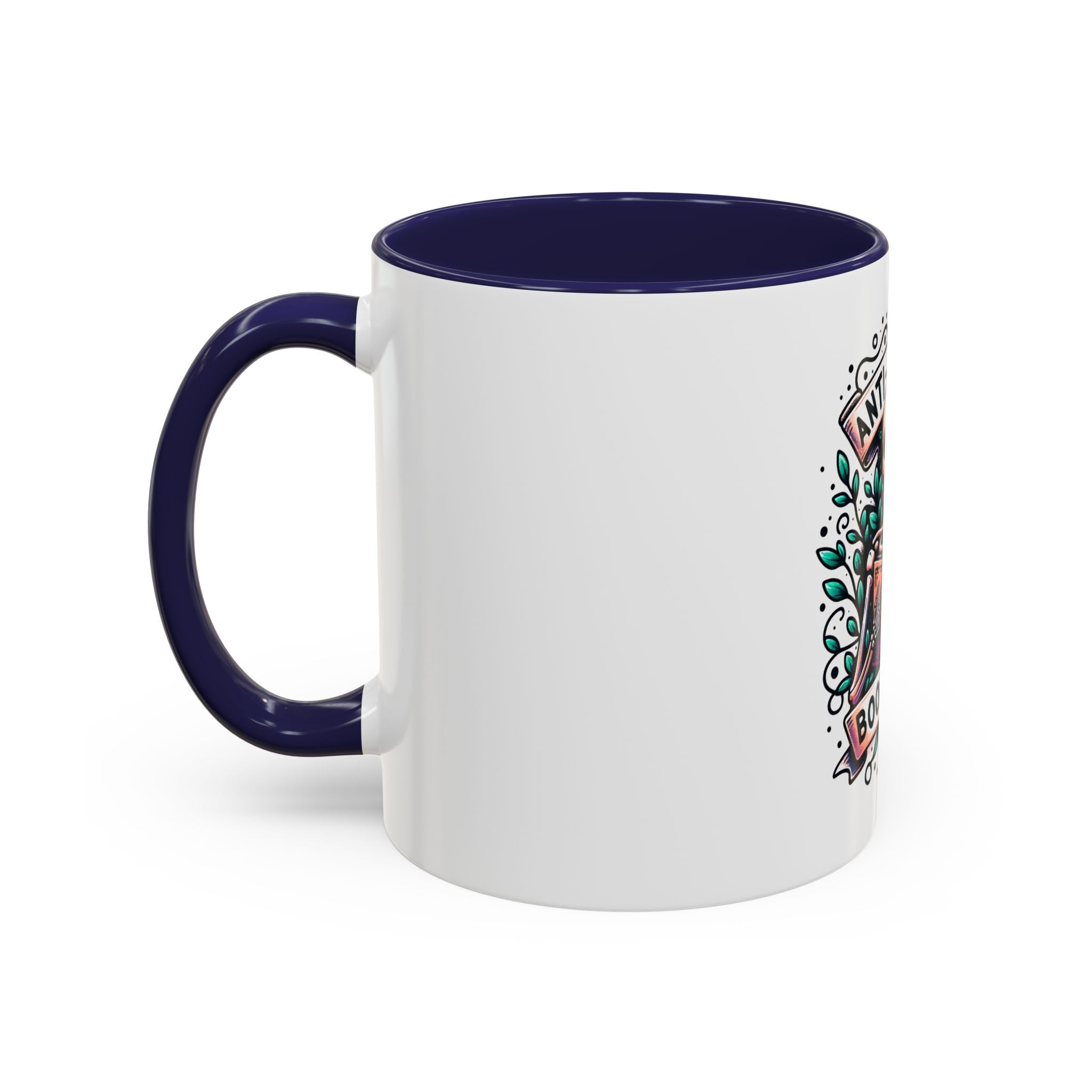 Accent Mug — "Anti-Social Book Club" Skull & Book Coffee Mug (11/15oz)