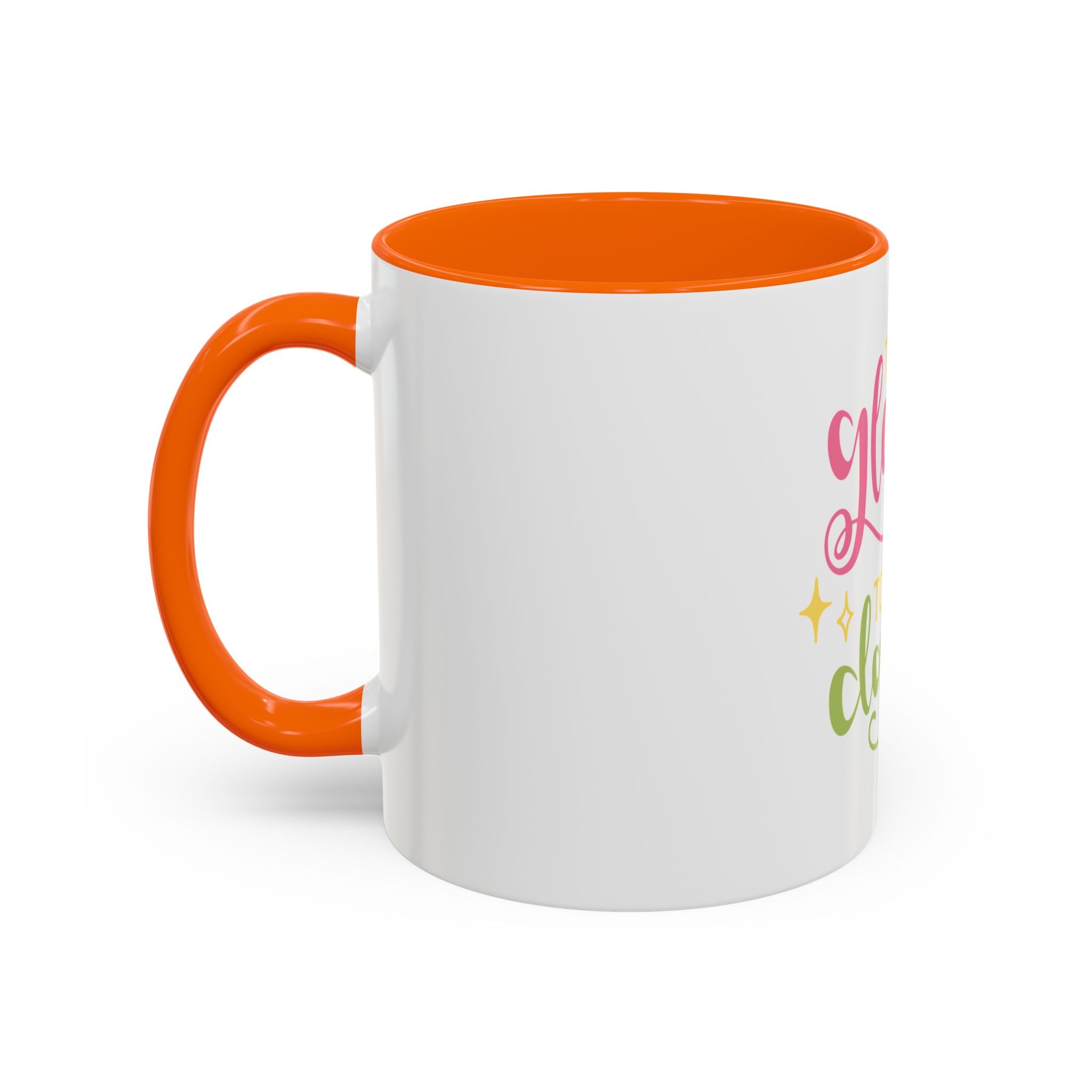 Too Glam To Give A Damn Accent Coffee Mug — Funny Pink & Green Script Ceramic Mug (11/15oz)
