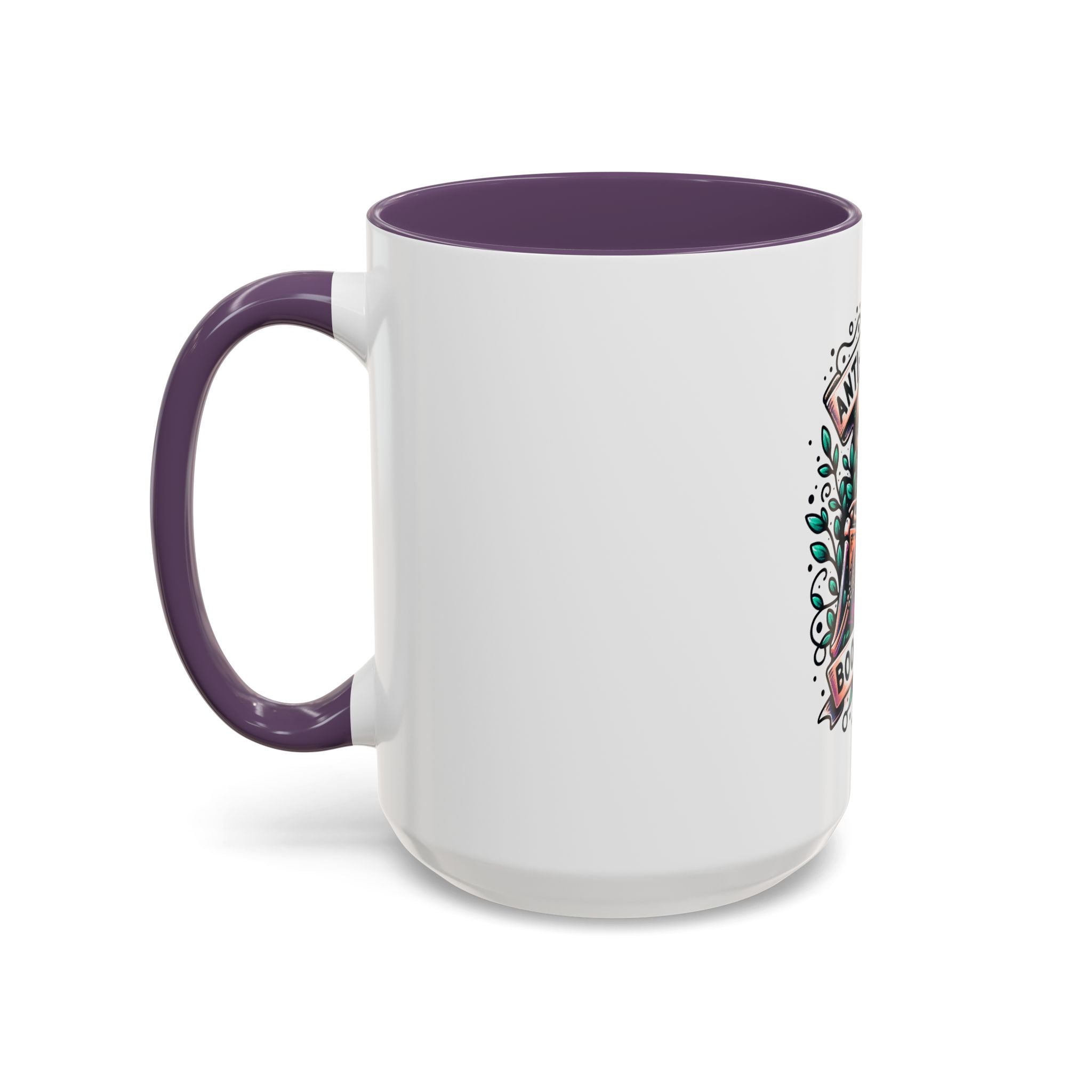 Accent Mug — "Anti-Social Book Club" Skull & Book Coffee Mug (11/15oz)