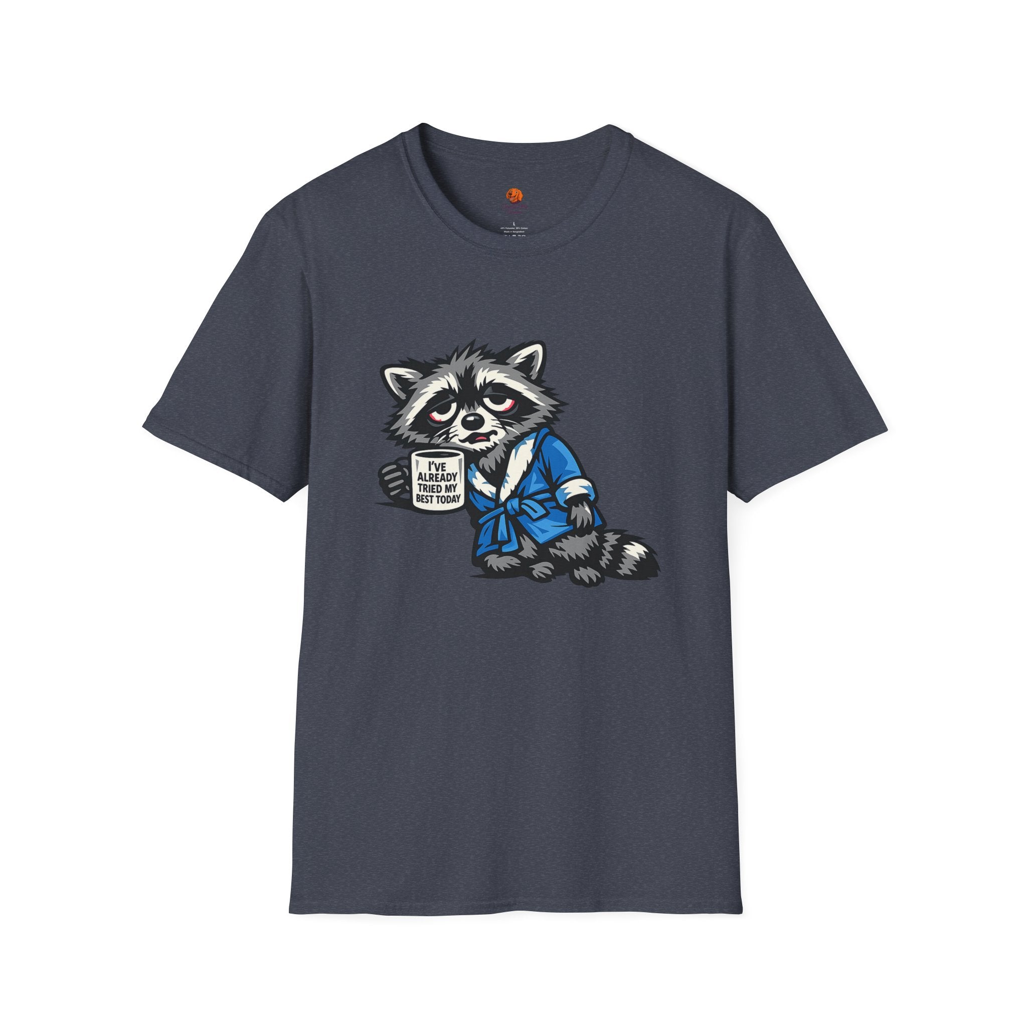 Raccoon Morning Coffee T-Shirt — Cute Lazy Animal Tee