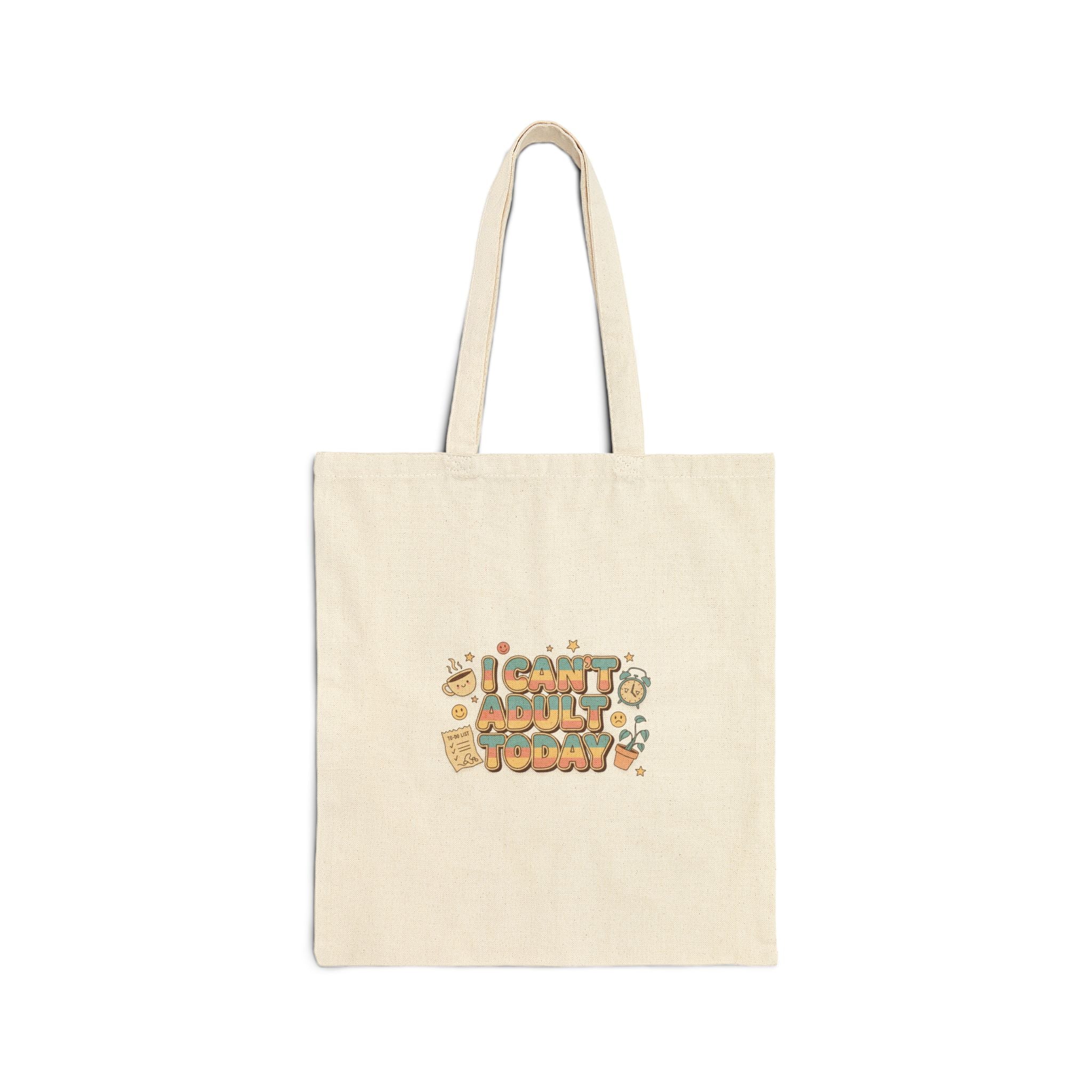 I Can’t Adult Today Tote | Low-Stakes Humor, Retro Bubble Letter Canvas