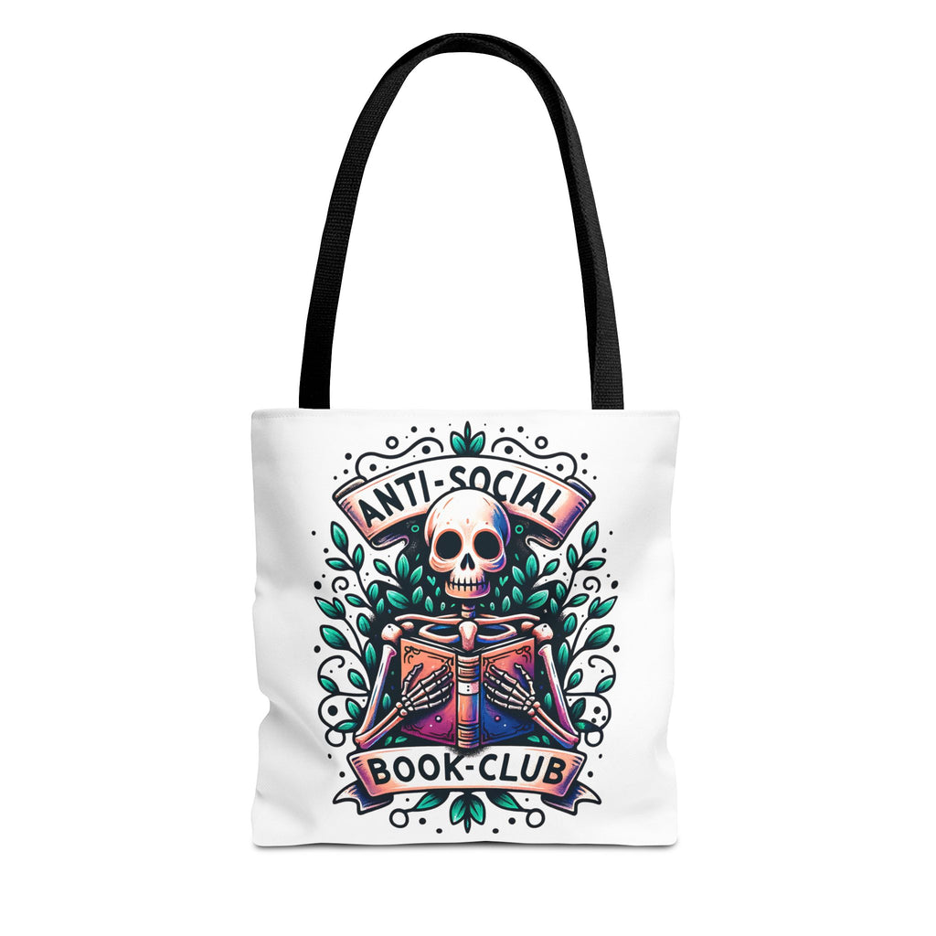 Anti-Social Book Club Tote Bag — Gothic Skull & Books Book Lover Tote