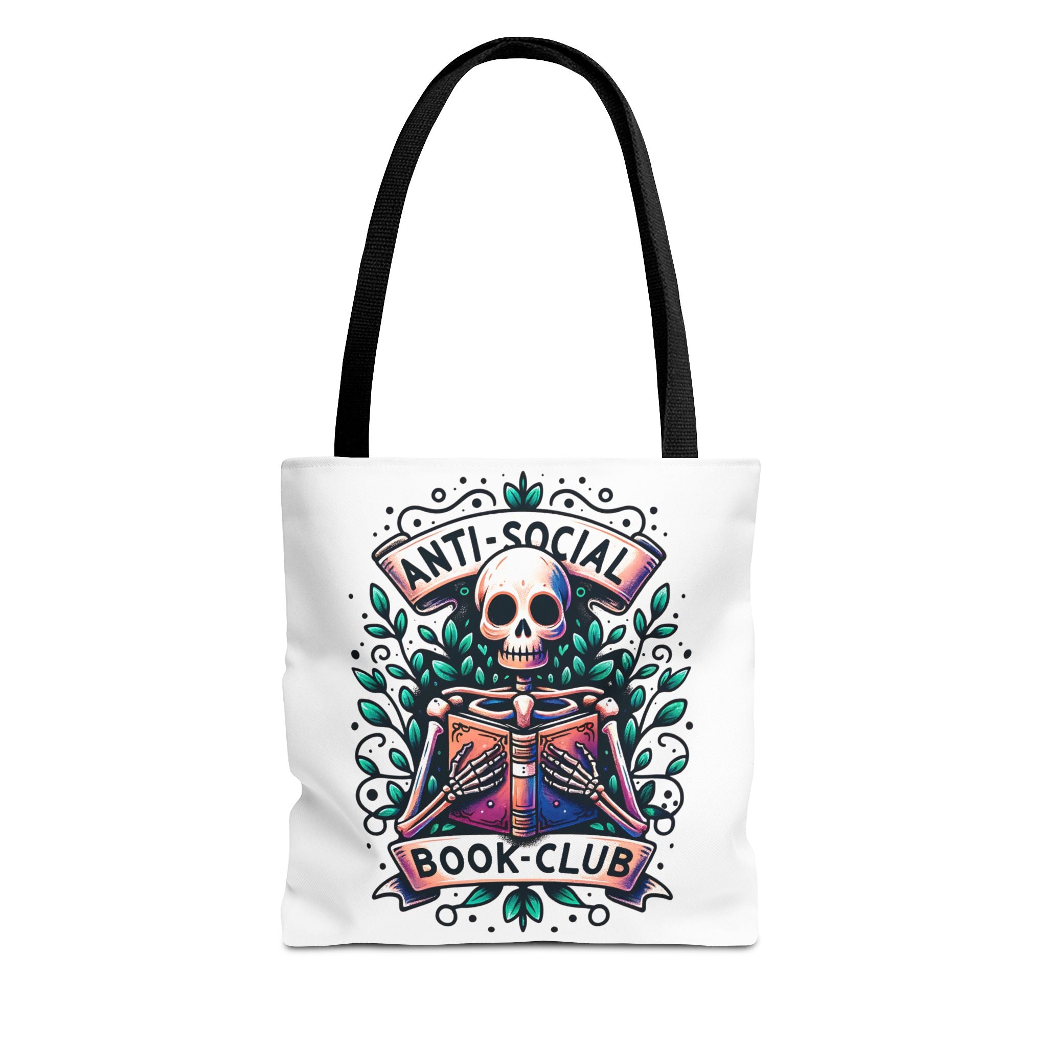 Anti-Social Book Club Tote Bag — Gothic Skull & Books Book Lover Tote