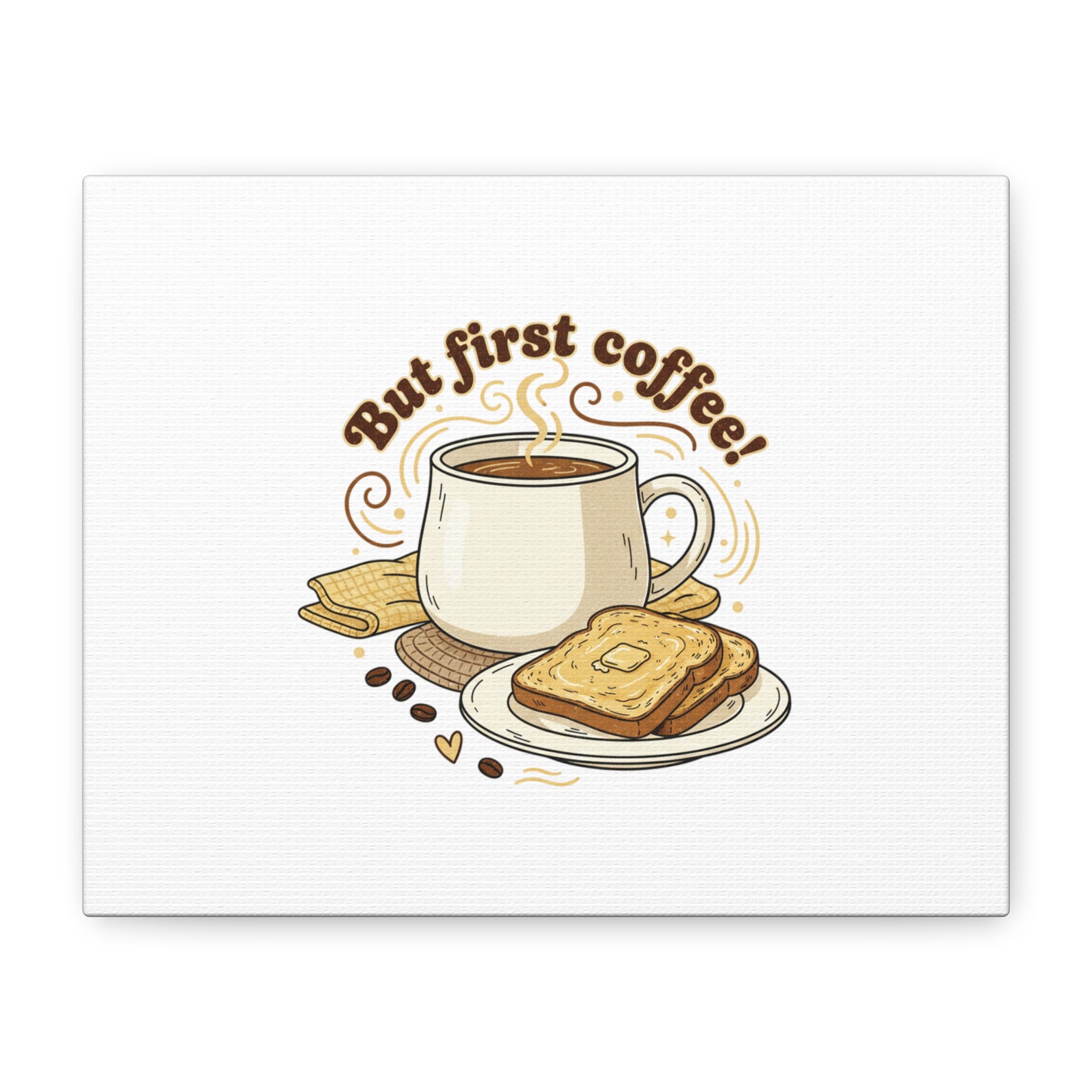 But First Coffee! Canvas, cafe-inspired breakfast art, kawaii kitchen decor