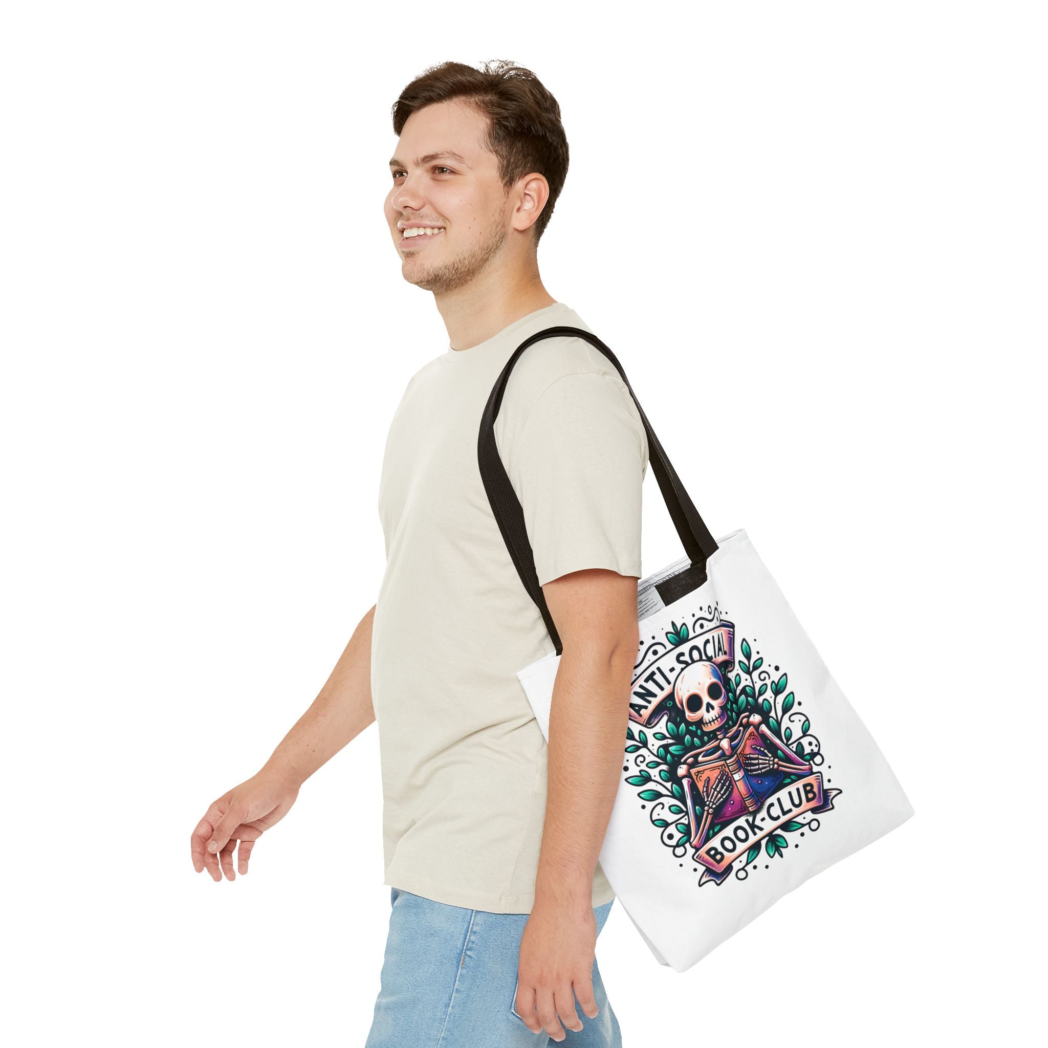 Anti-Social Book Club Tote Bag — Gothic Skull & Books Book Lover Tote
