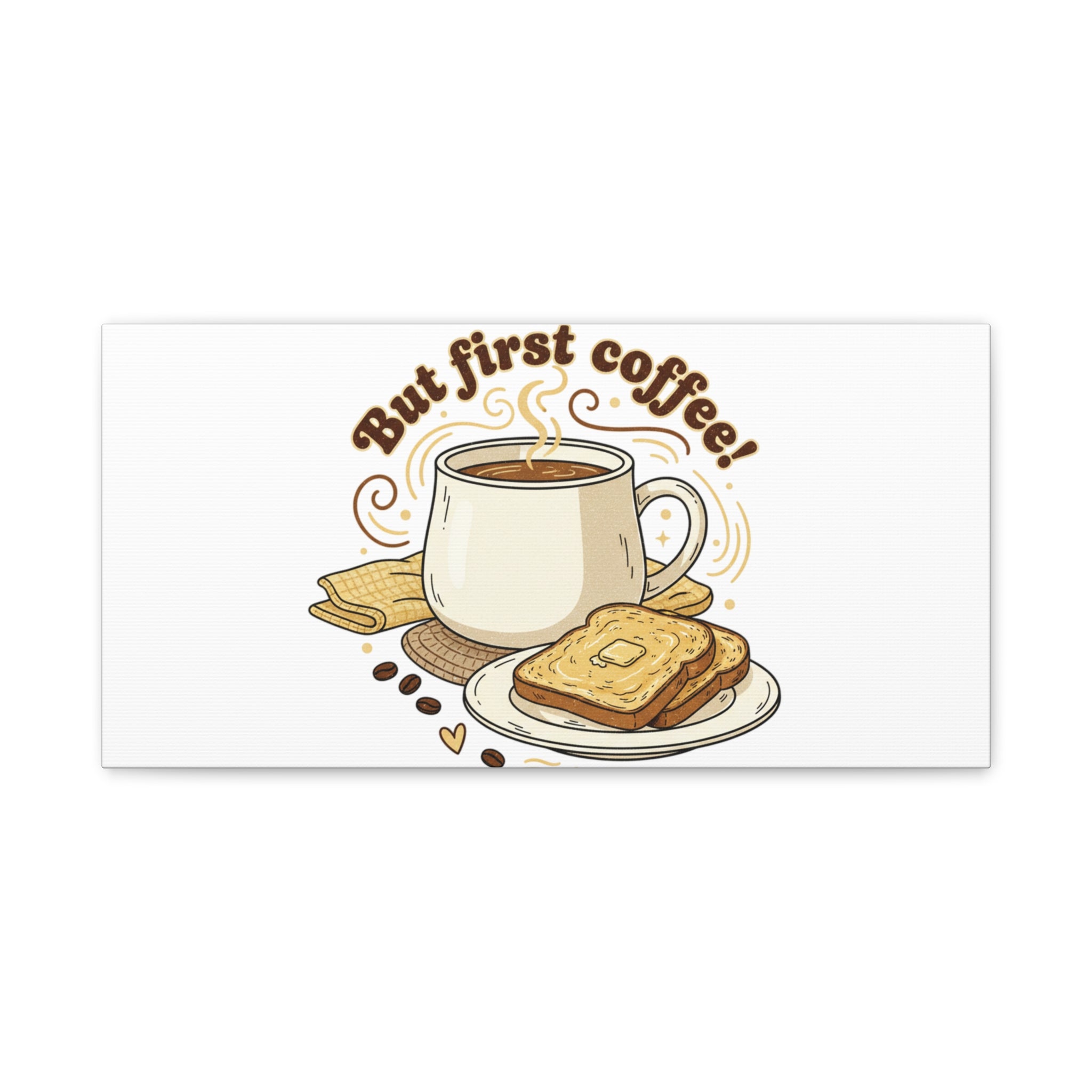 But First Coffee! Canvas, cafe-inspired breakfast art, kawaii kitchen decor