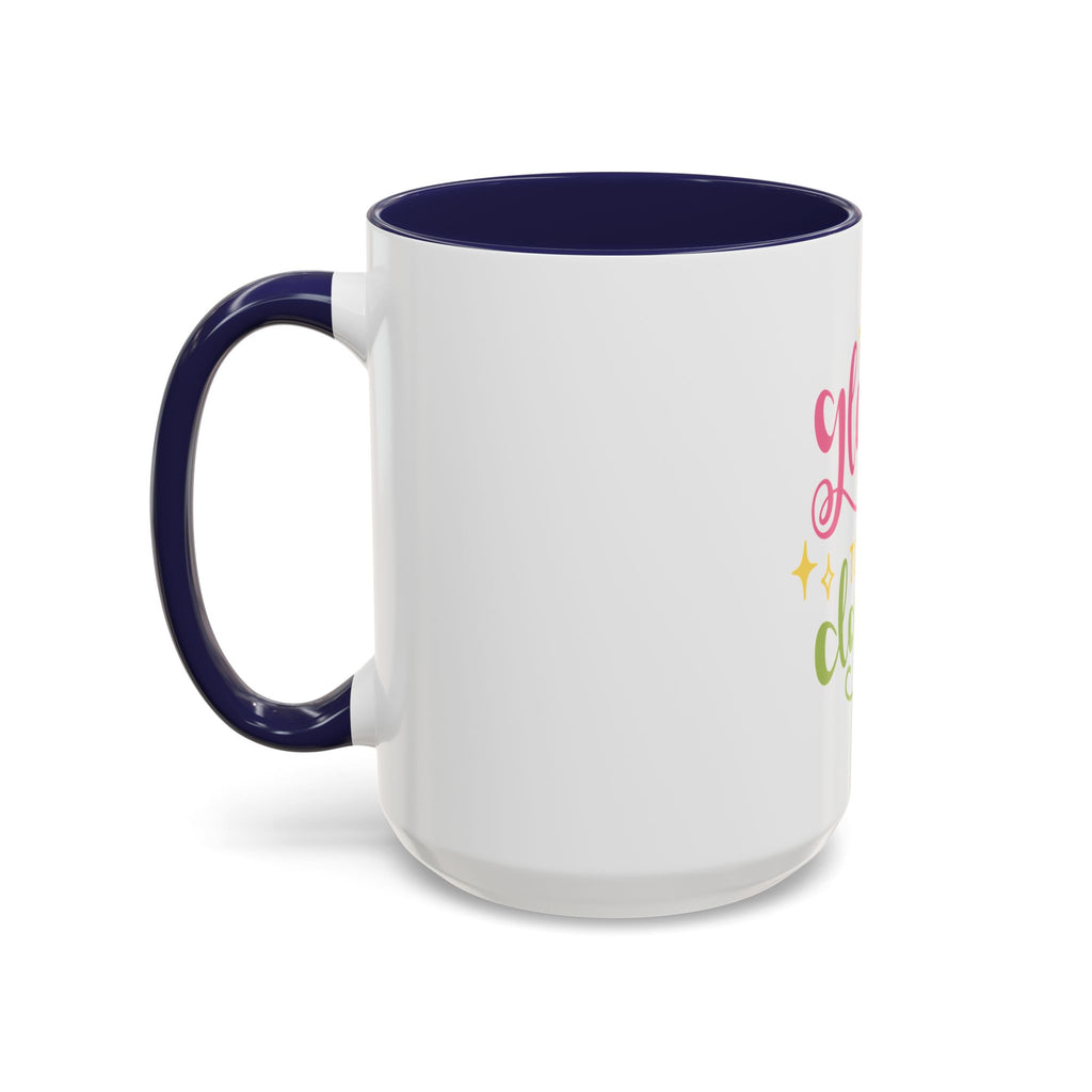 Too Glam To Give A Damn Accent Coffee Mug — Funny Pink & Green Script Ceramic Mug (11/15oz)