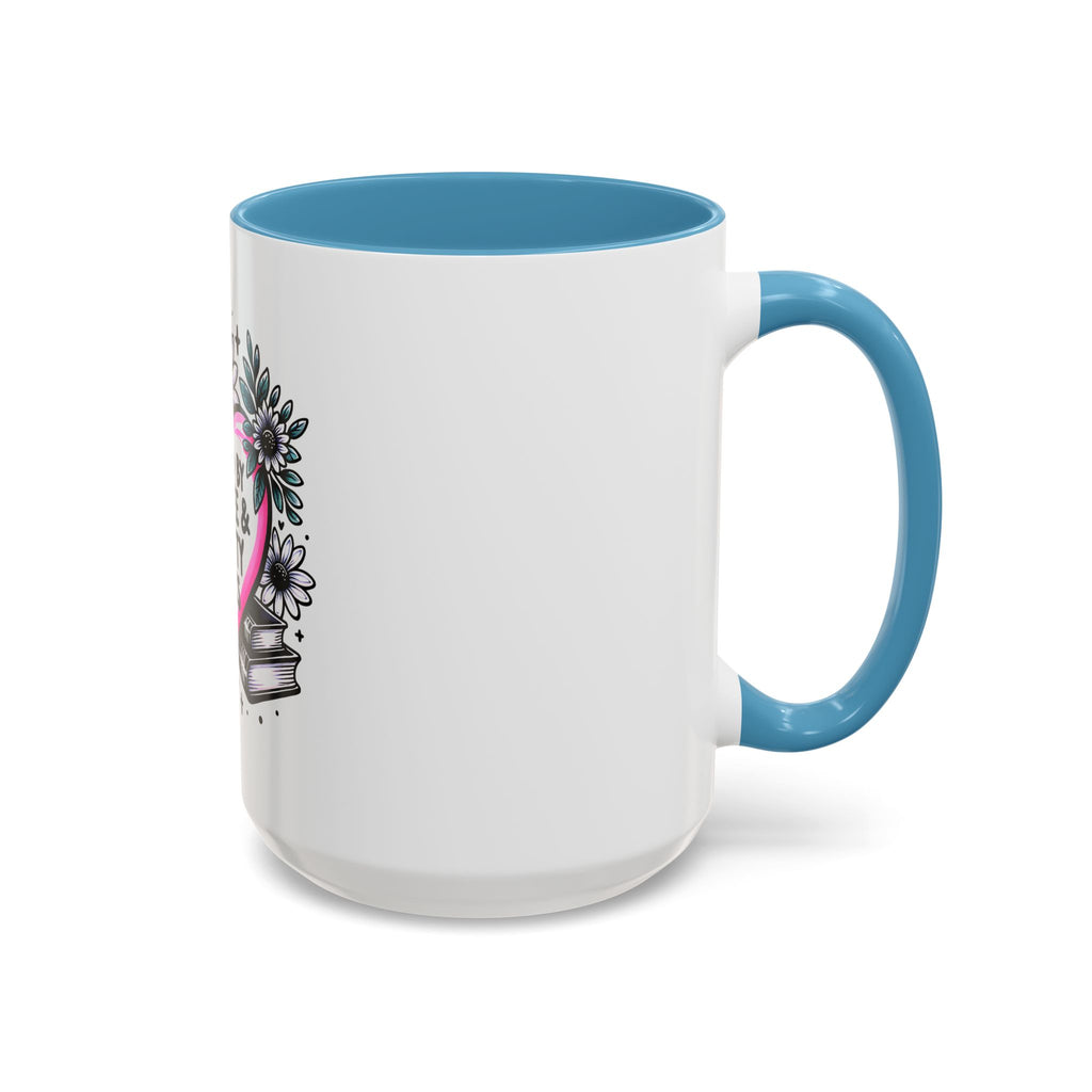 Fueled by Coffee & Smutty Books Mug — Floral Heart Coffee Cup (11/15oz)