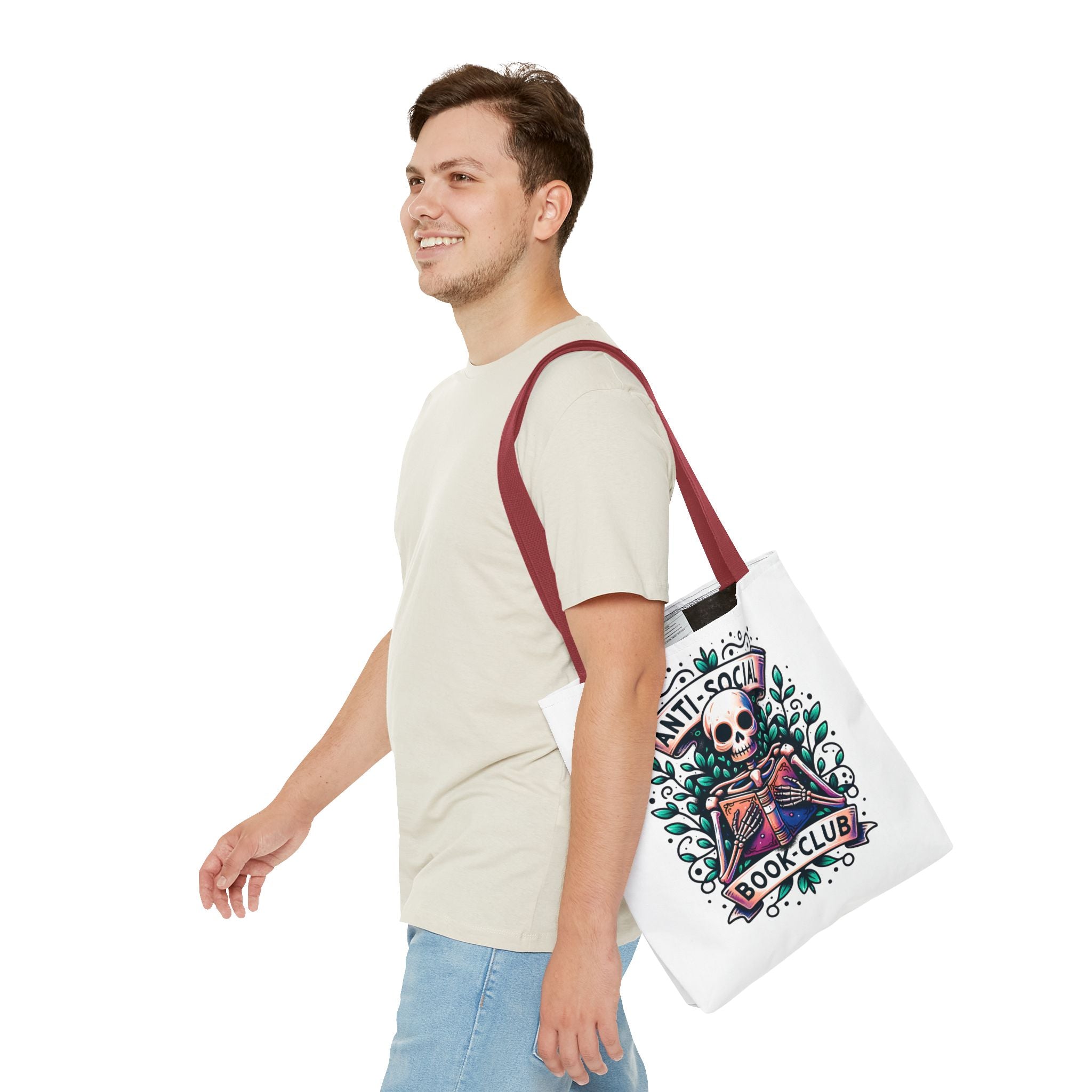 Anti-Social Book Club Tote Bag — Gothic Skull & Books Book Lover Tote