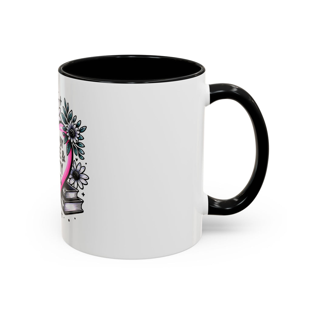 Fueled by Coffee & Smutty Books Mug — Floral Heart Coffee Cup (11/15oz)