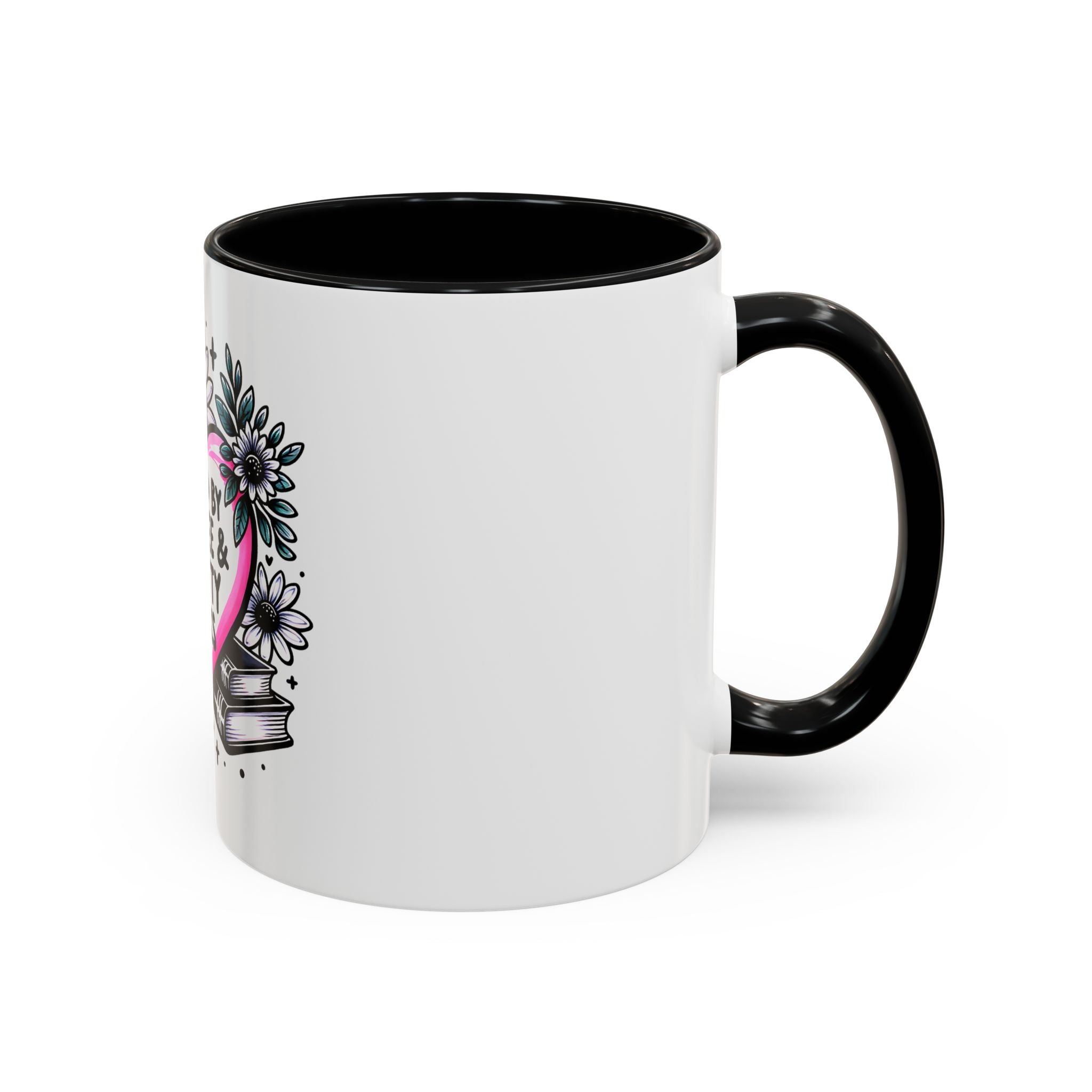 Fueled by Coffee & Smutty Books Mug — Floral Heart Coffee Cup (11/15oz)