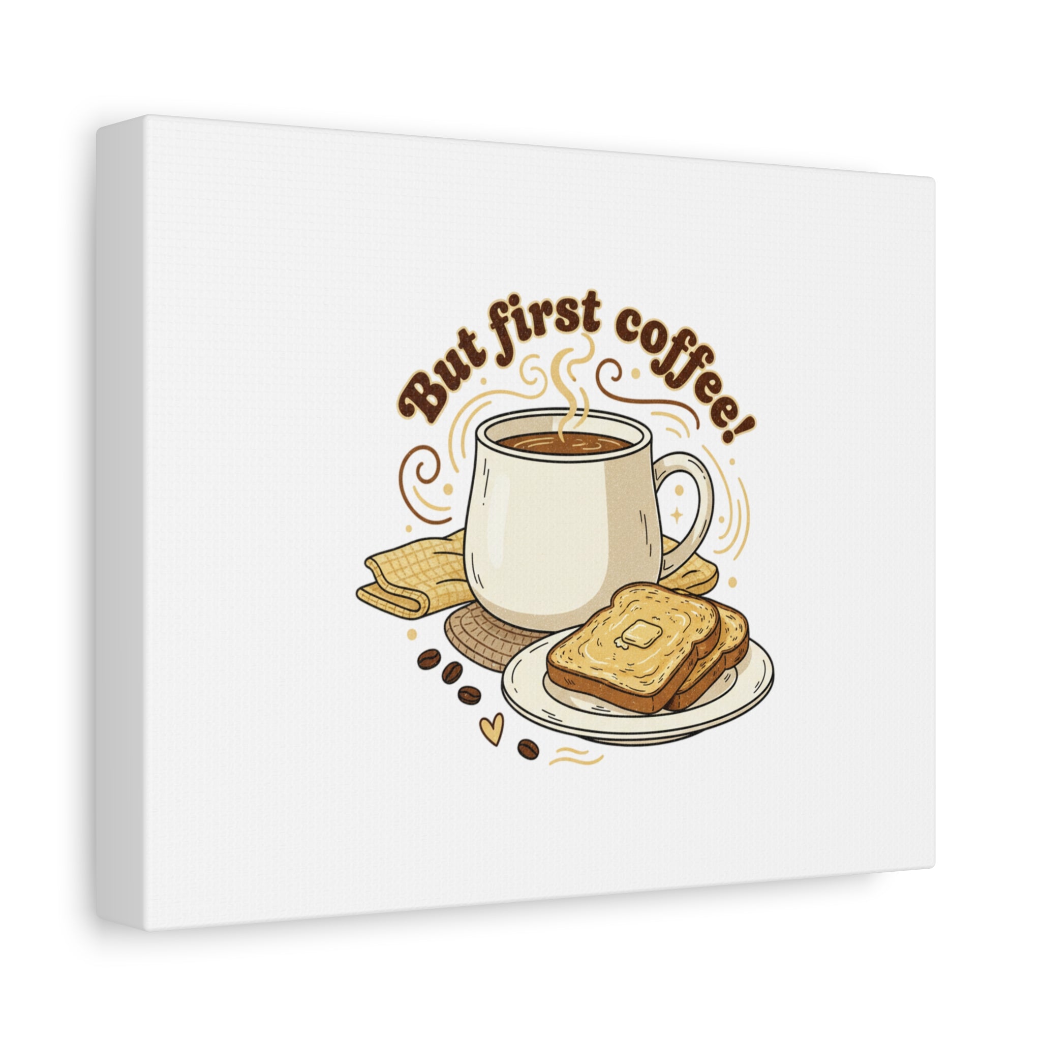 But First Coffee! Canvas, cafe-inspired breakfast art, kawaii kitchen decor