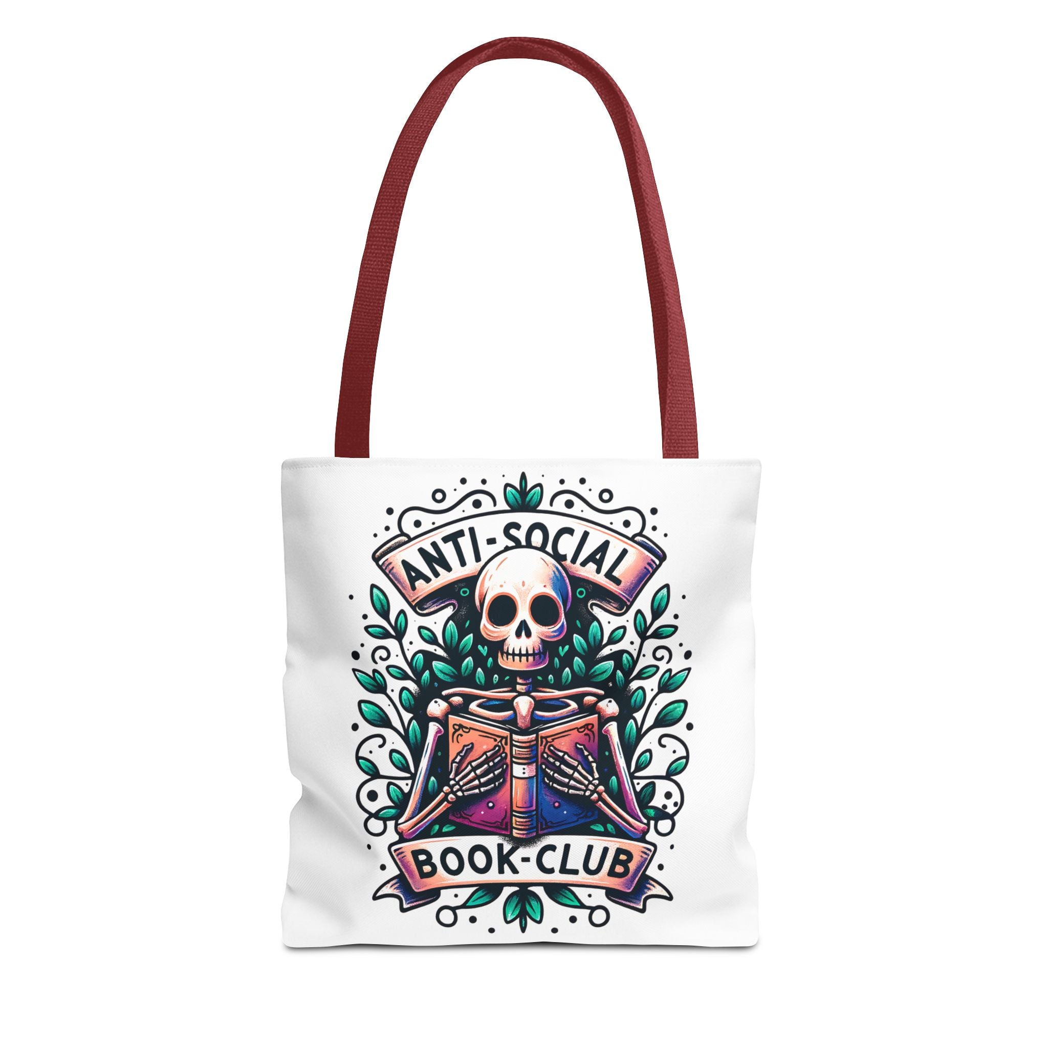 Anti-Social Book Club Tote Bag — Gothic Skull & Books Book Lover Tote
