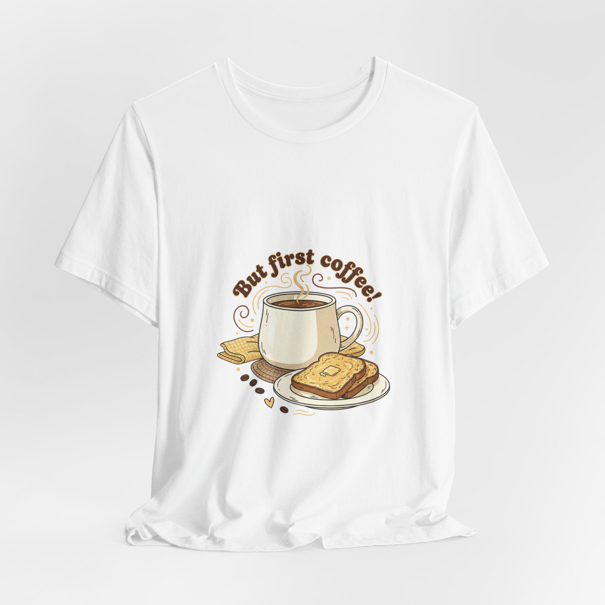 But First Coffee Tee | butter toast graphics, kawaii kitchen