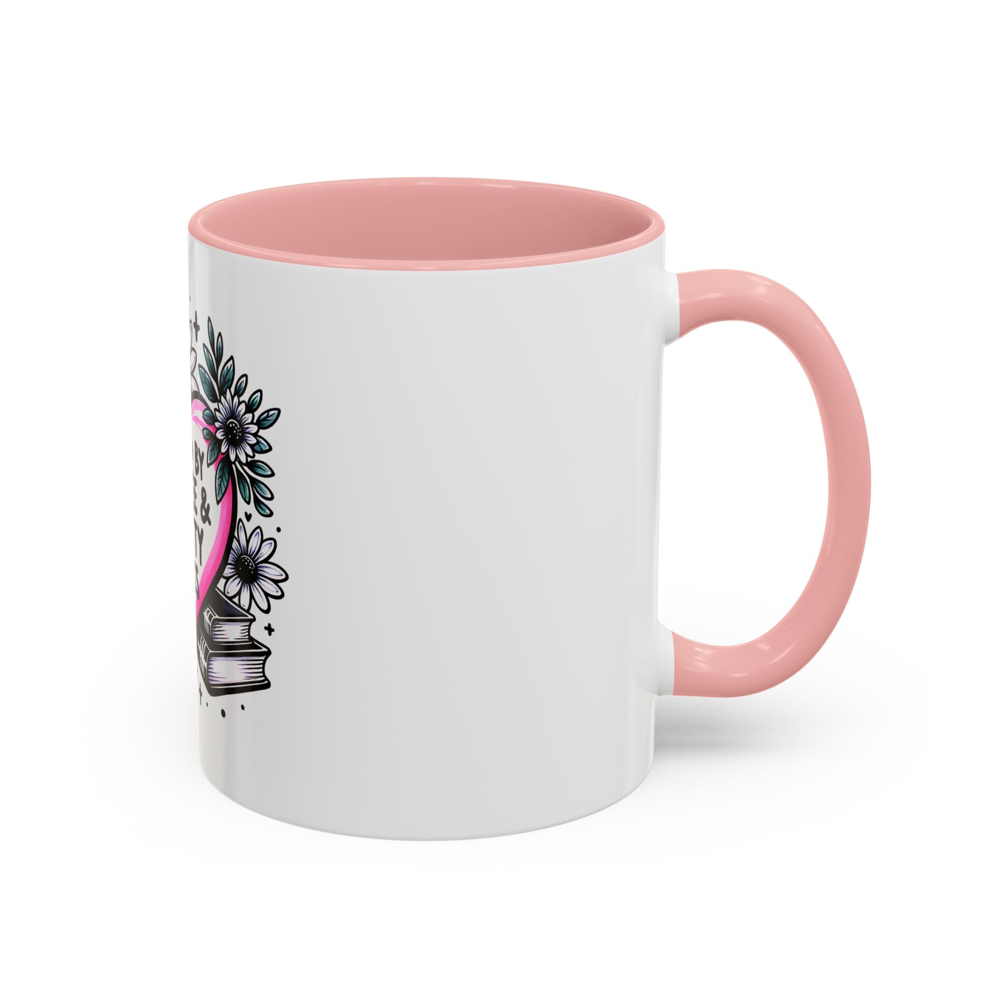 Fueled by Coffee & Smutty Books Mug — Floral Heart Coffee Cup (11/15oz)
