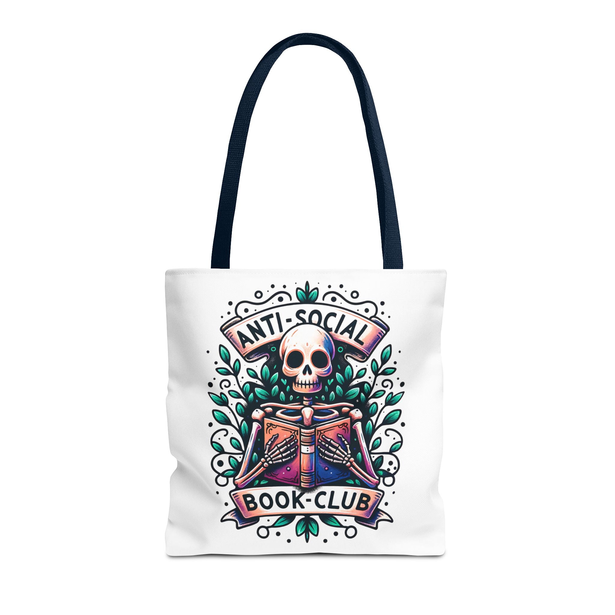 Anti-Social Book Club Tote Bag — Gothic Skull & Books Book Lover Tote