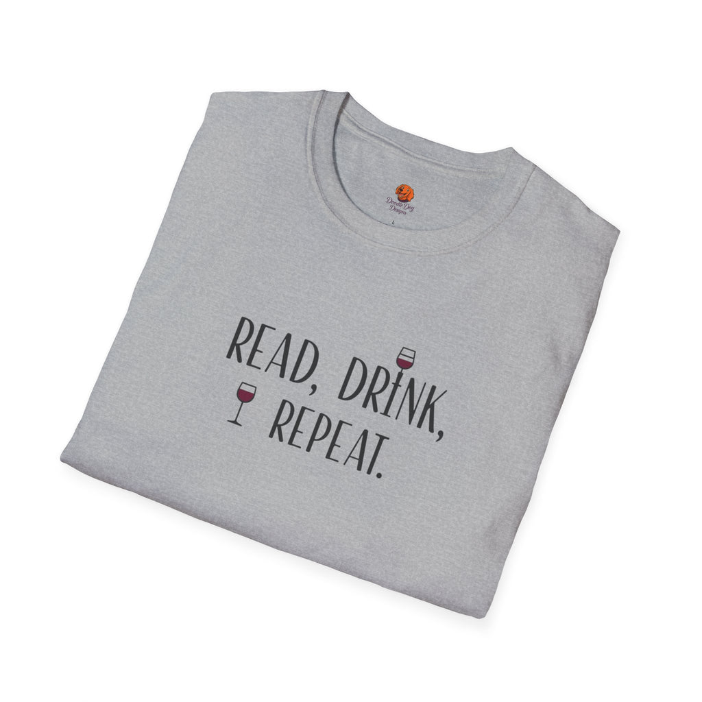 Read, Drink, Repeat T-Shirt — Wine & Book Lover Graphic Tee