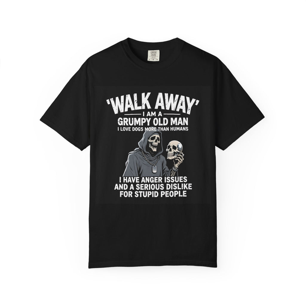 Grumpy Old Man T‑Shirt — “Walk Away I Am A Grumpy Old Man” Funny Skull Tee