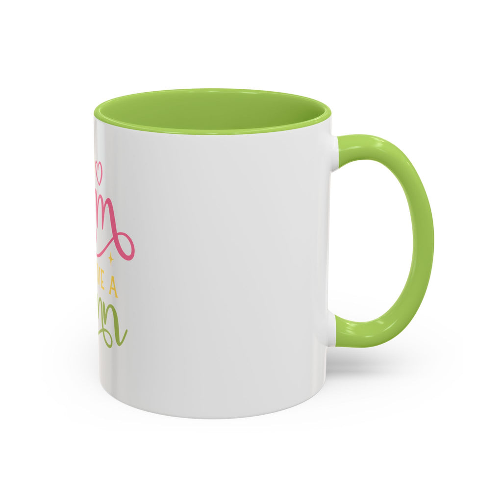 Too Glam To Give A Damn Accent Coffee Mug — Funny Pink & Green Script Ceramic Mug (11/15oz)