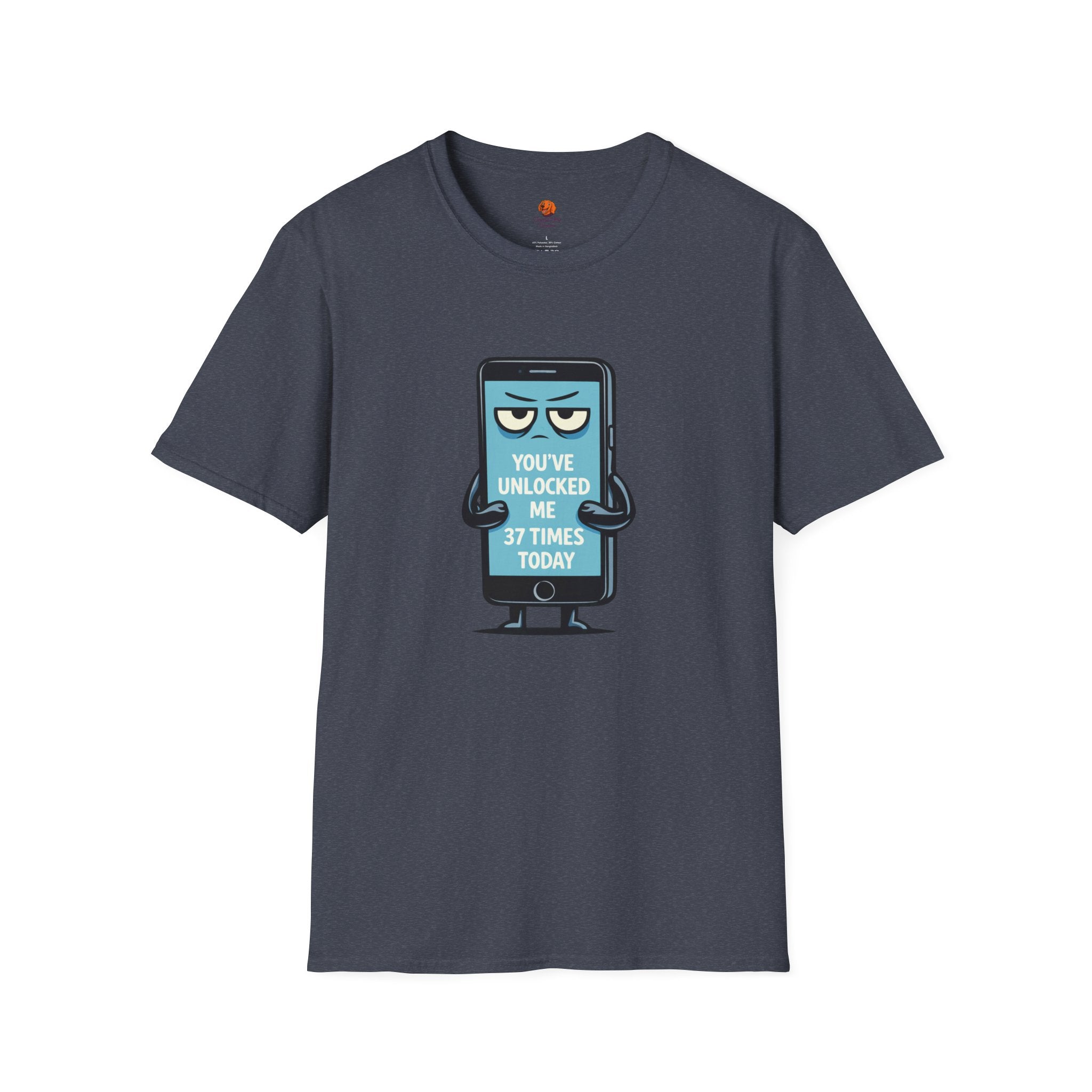 Phone Emoji T-Shirt — "You've Unlocked Me 37 Times Today" Funny Tech Tee