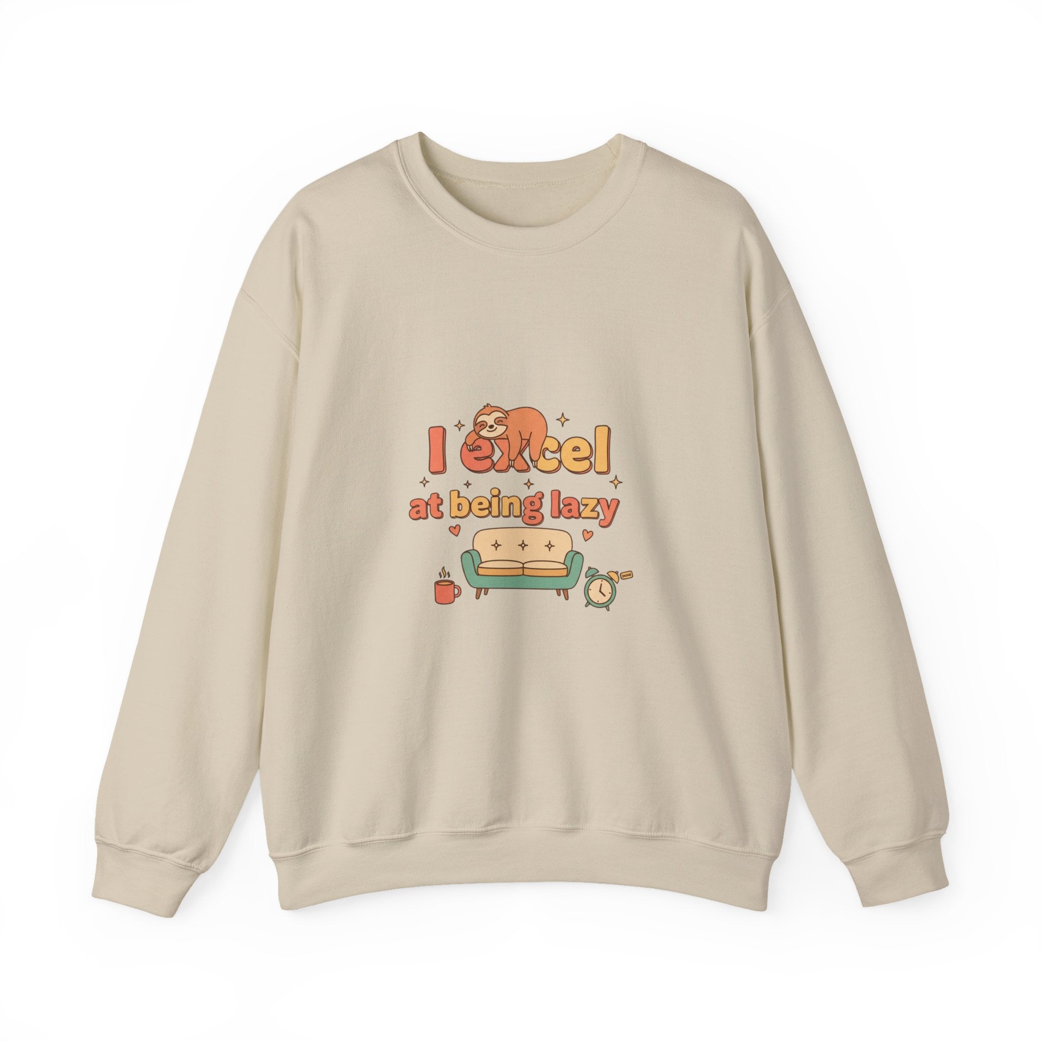 I Excel at Being Lazy Sweatshirt | Low-Stakes Humor, Retro Bubbly Type