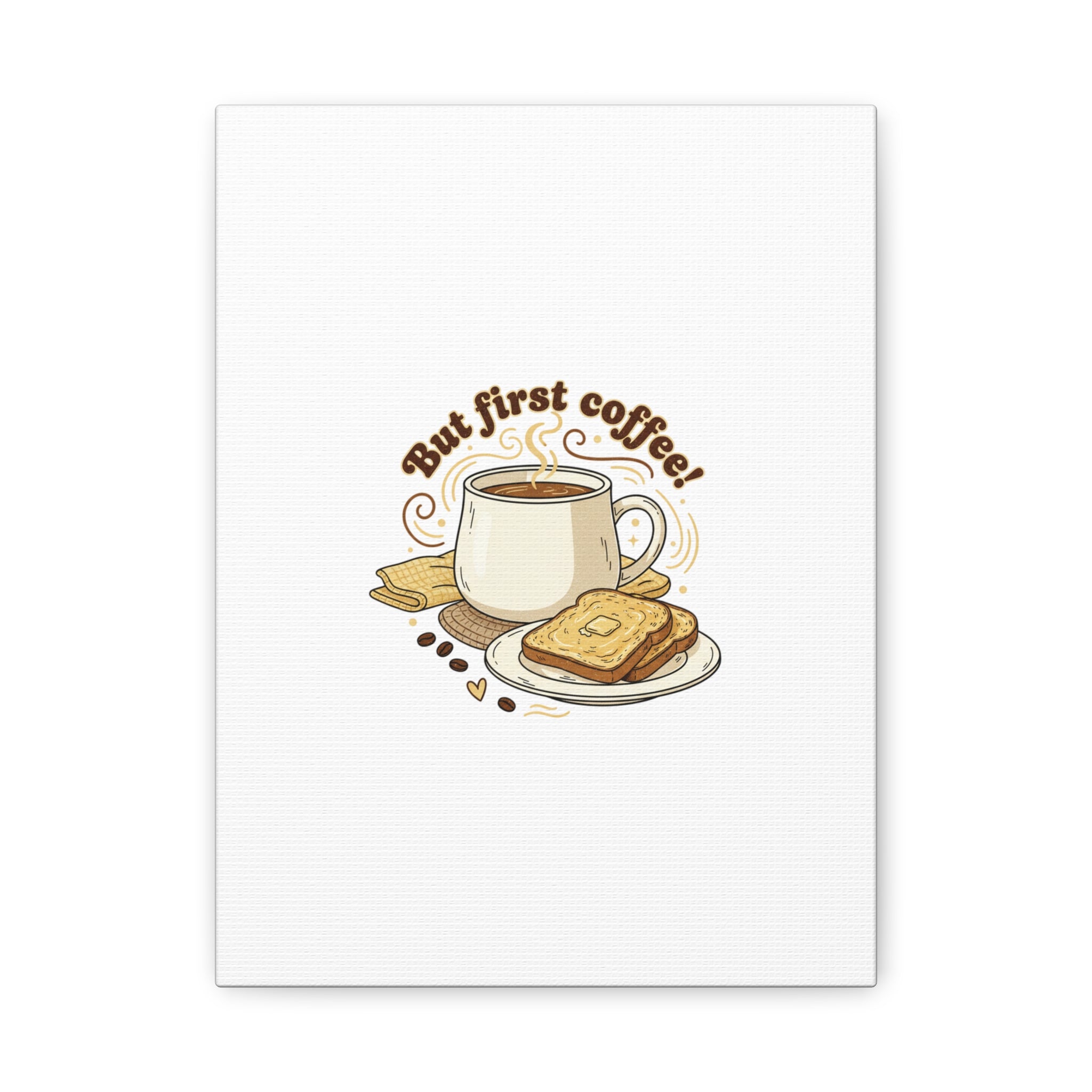 But First Coffee! Canvas, cafe-inspired breakfast art, kawaii kitchen decor
