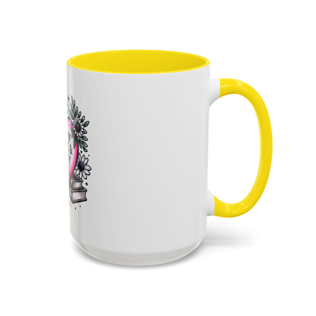Fueled by Coffee & Smutty Books Mug — Floral Heart Coffee Cup (11/15oz)
