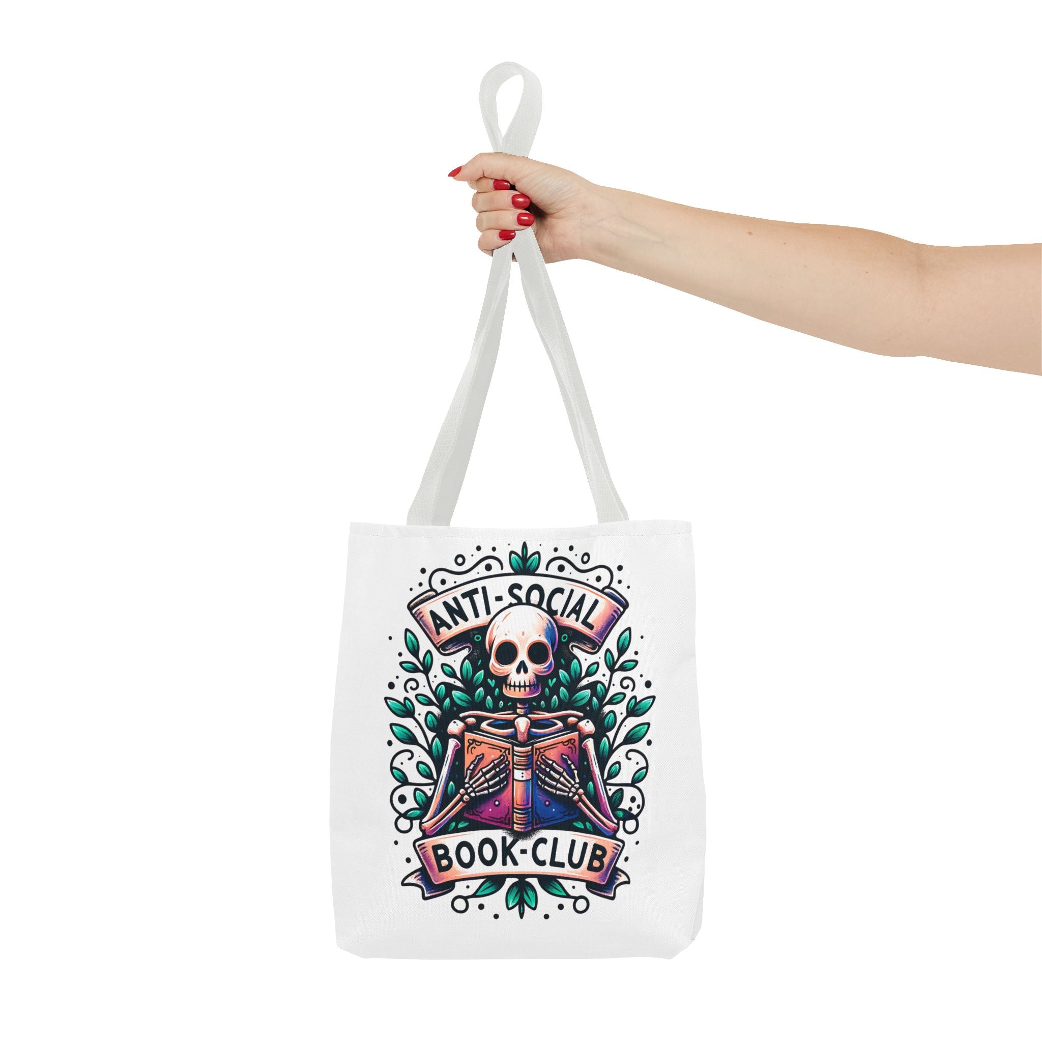 Anti-Social Book Club Tote Bag — Gothic Skull & Books Book Lover Tote